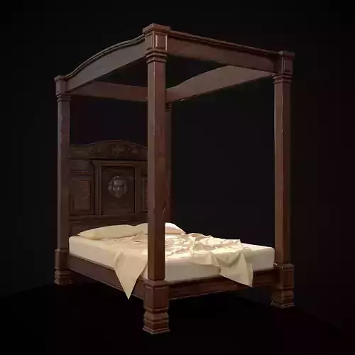 Renaissance Canopy Bed Low-poly 3D model