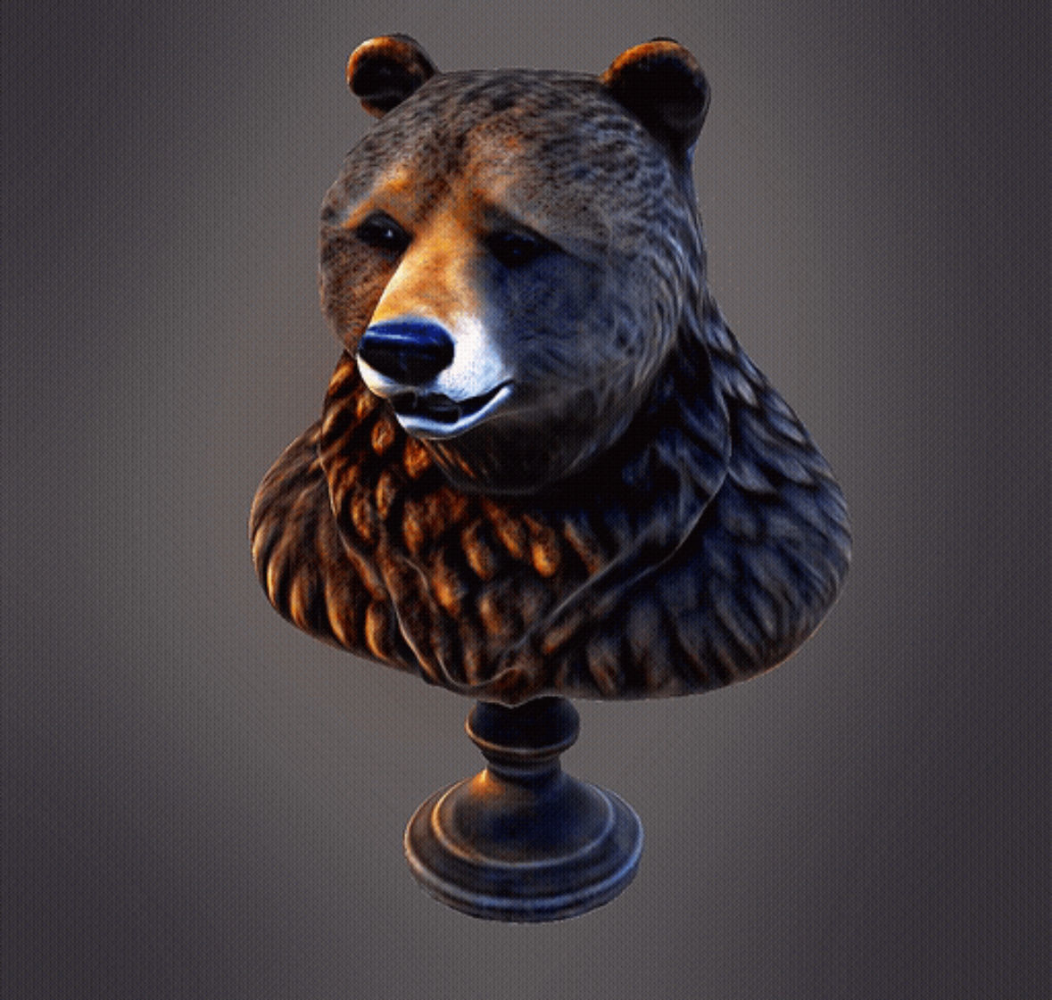 Bear bust 3D print model_4