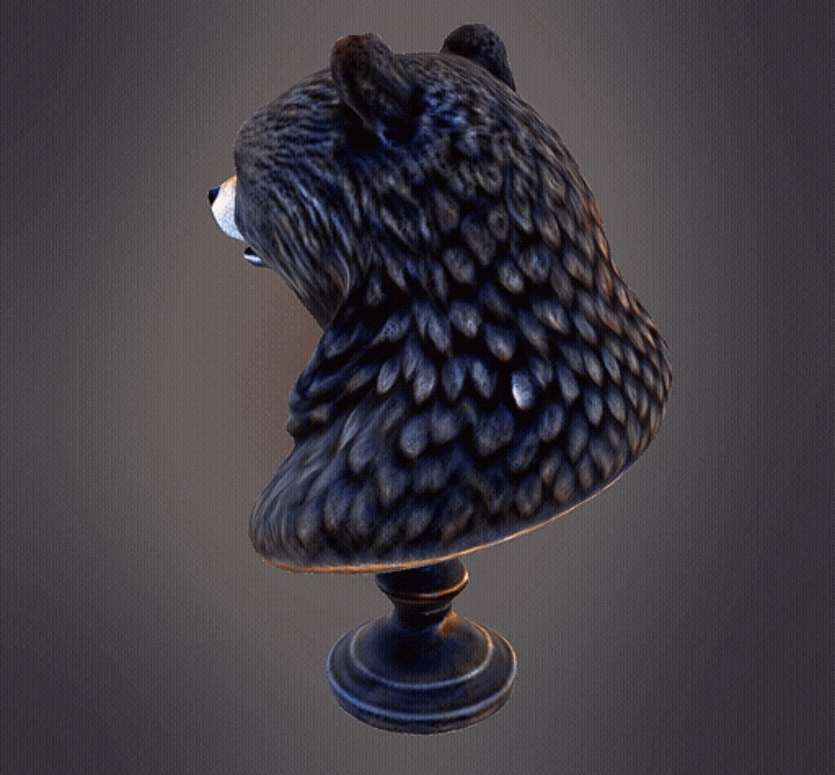 Bear bust 3D print model_3
