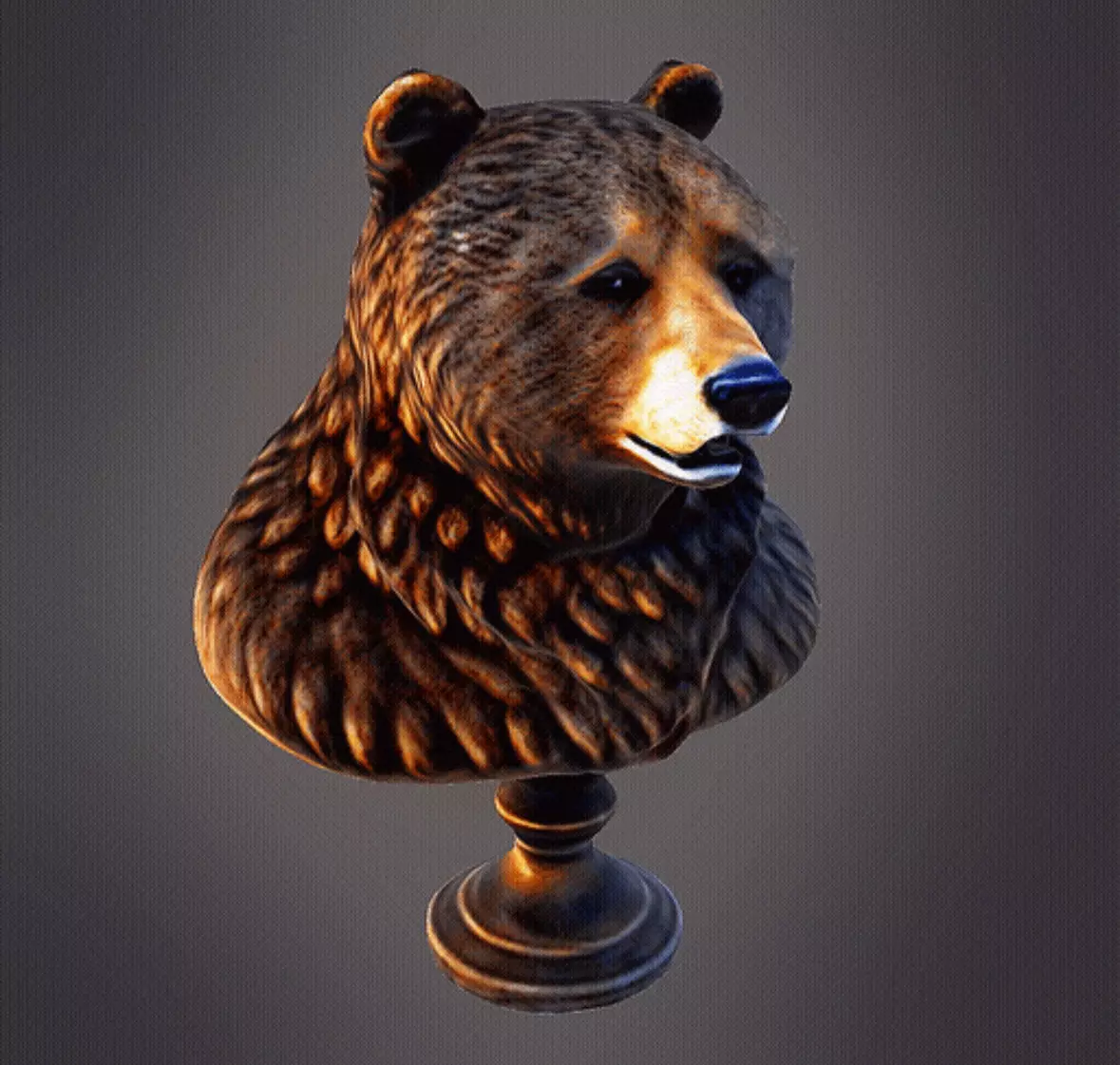 Bear bust 3D print model_0