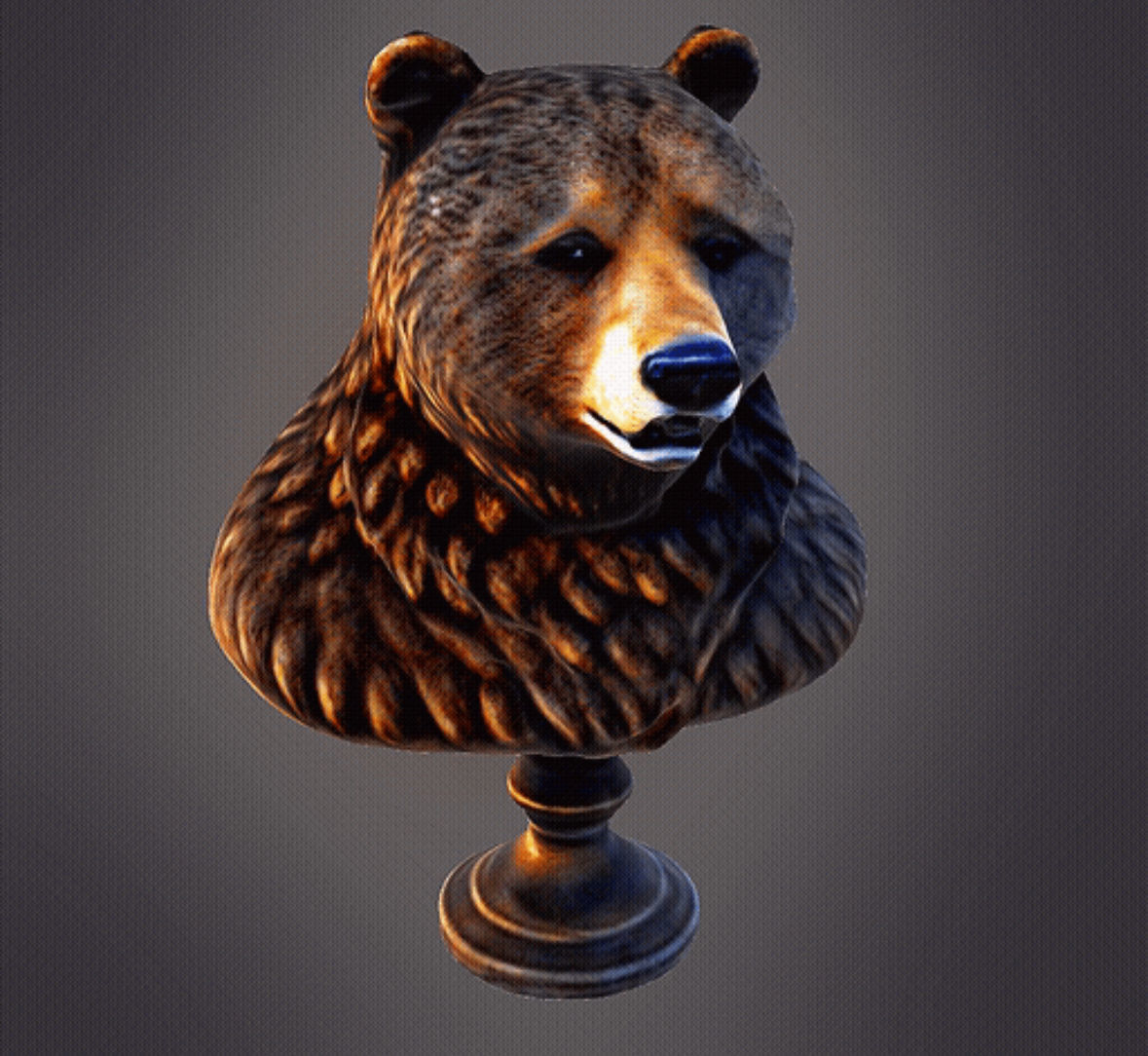 Bear bust 3D print model_5