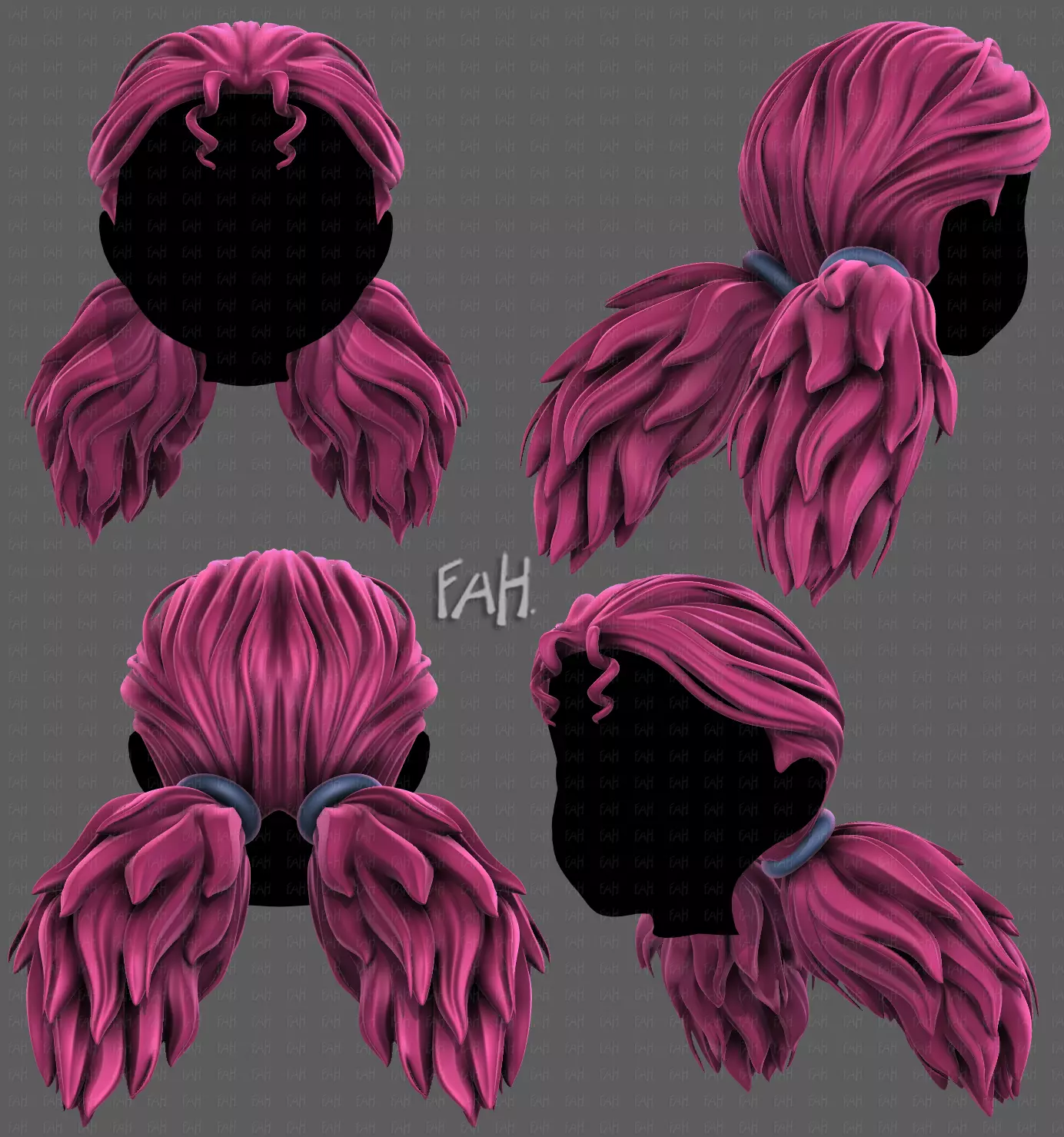 3D Hair style for girl V123 3D model