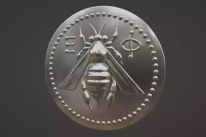 Ancient Greek queen bee Roman Ephesus silver coin 3D print model