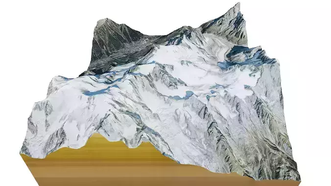 Aiguille du Midi mountain peak 3d model Low-poly 3D model
