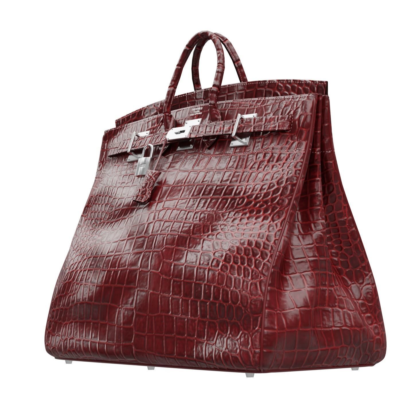 Birkin 55 HAC Croc Bag Low-poly 3D model_2