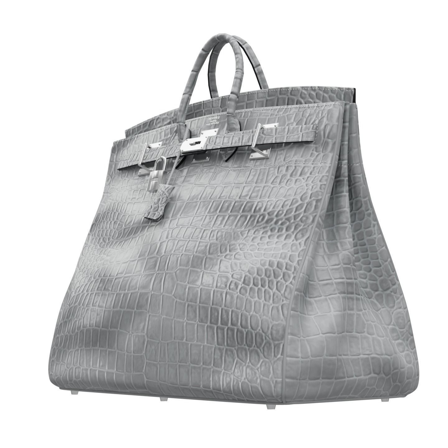 Birkin 55 HAC Croc Bag Low-poly 3D model_3