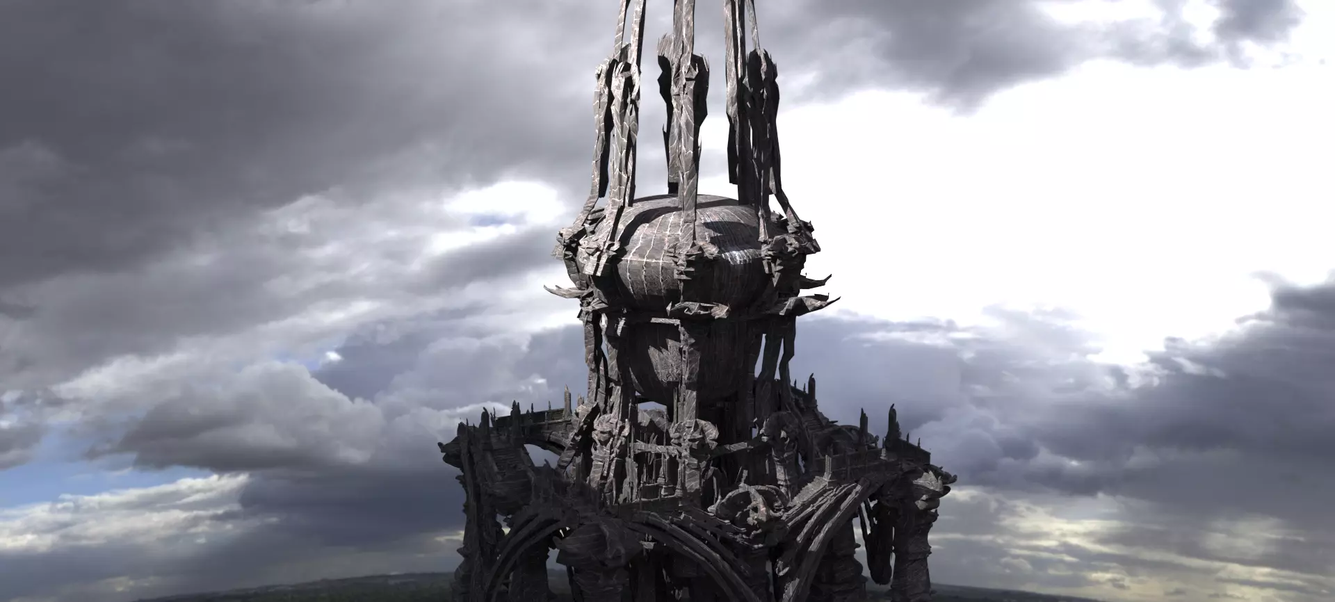 Dark Skeleton turret tower  3D model_0