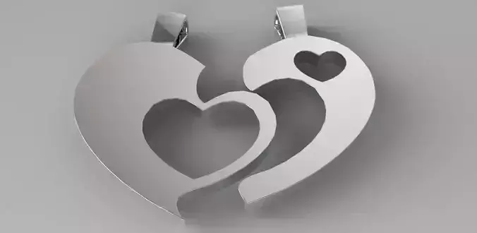 Two pieces heart pendant