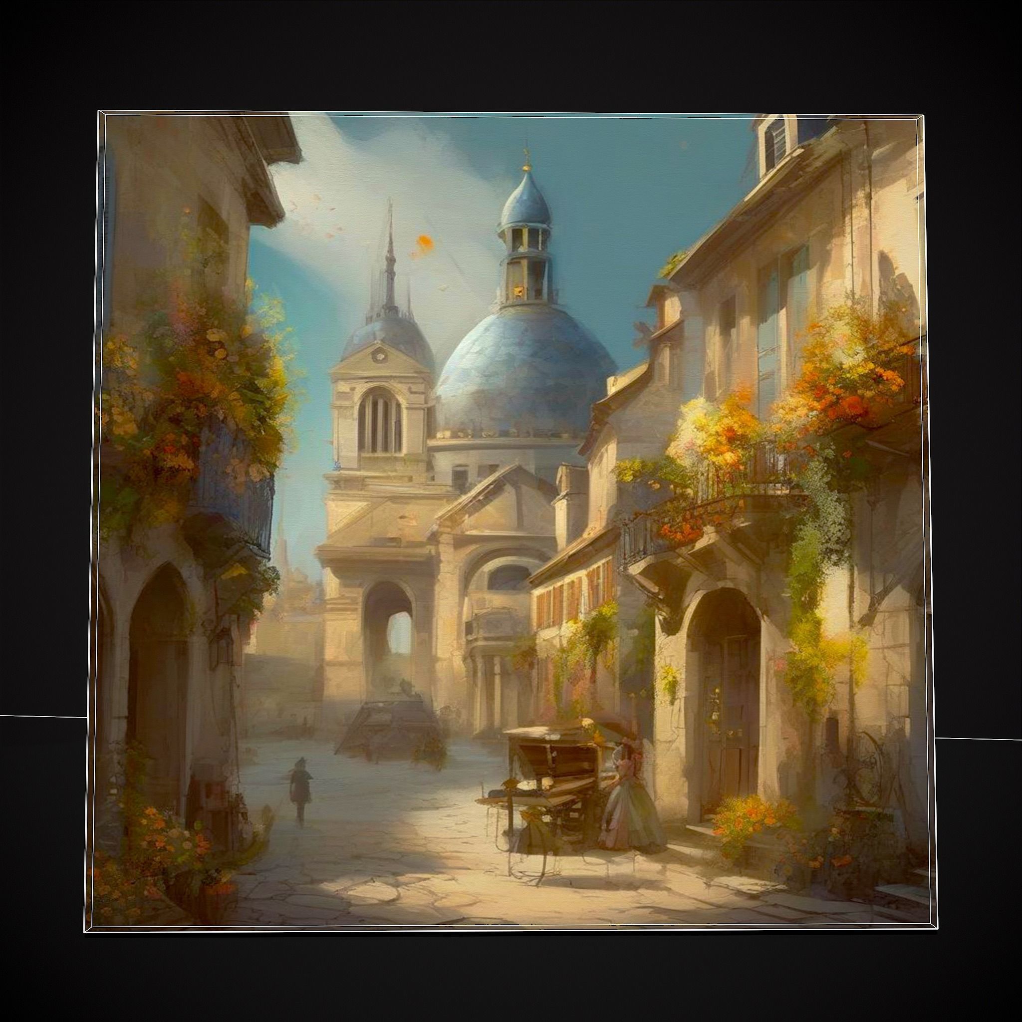 French Renaissance Painting Three Low-poly 3D model_4