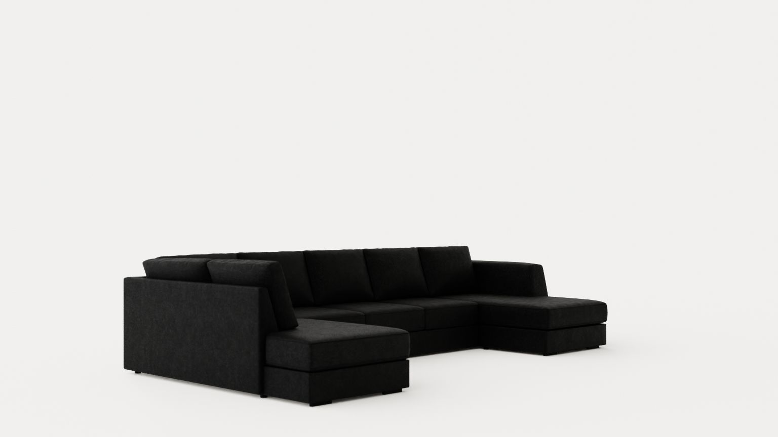 Optus U Sofa Large With Divan hoger Black Low-poly 3D model_1