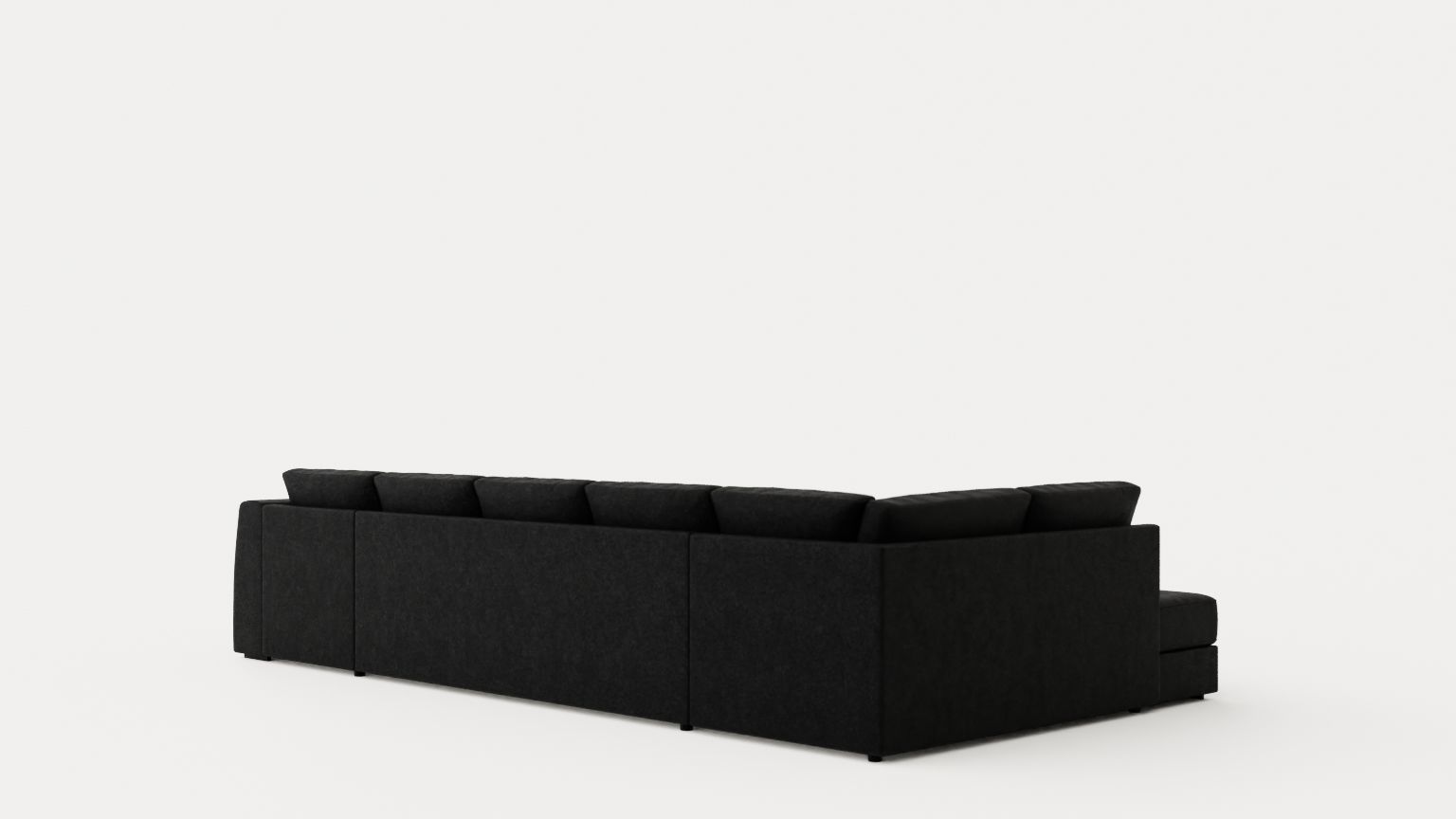 Optus U Sofa Large With Divan hoger Black Low-poly 3D model_3