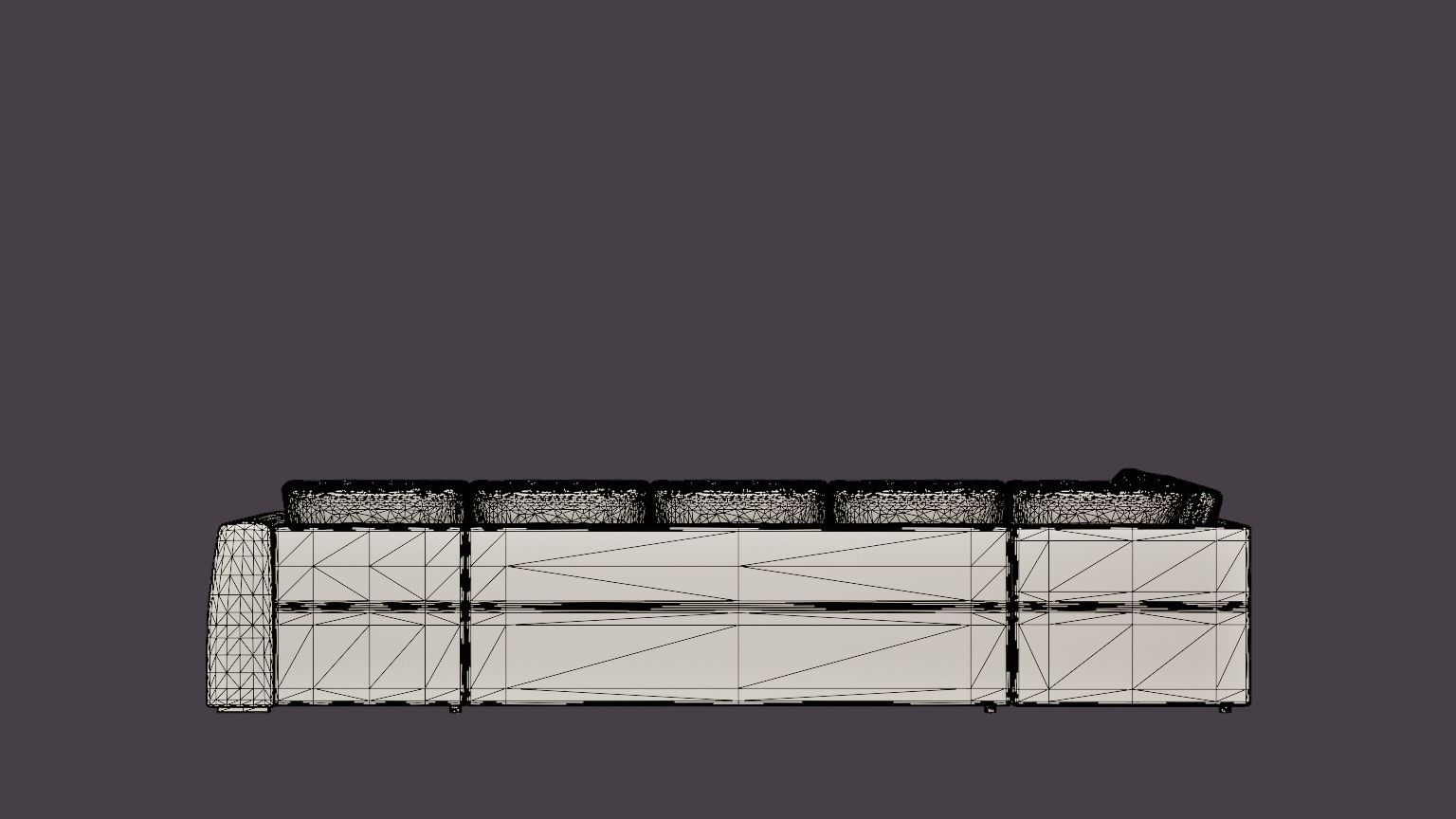 Optus U Sofa Large With Divan hoger Black Low-poly 3D model_5