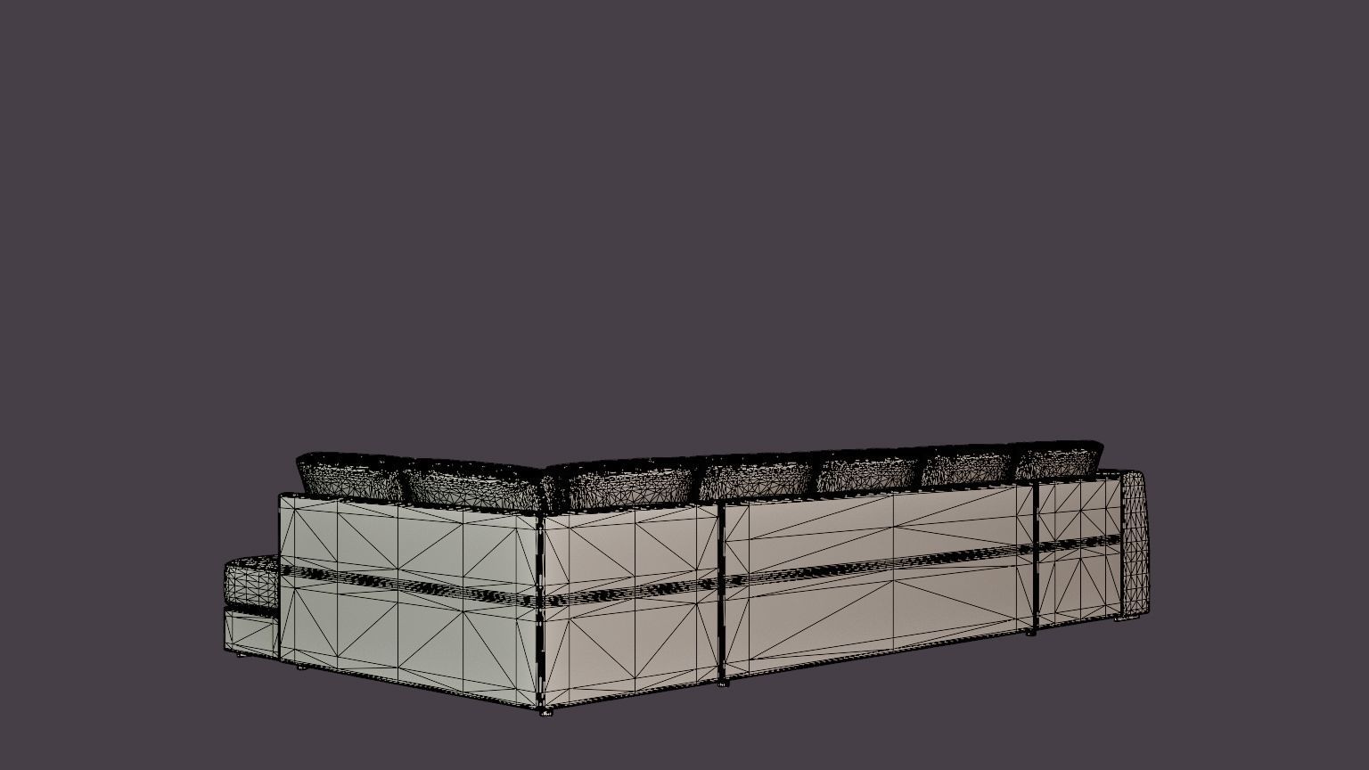 Optus U Sofa Large With Divan Left Black Low-poly 3D model_6