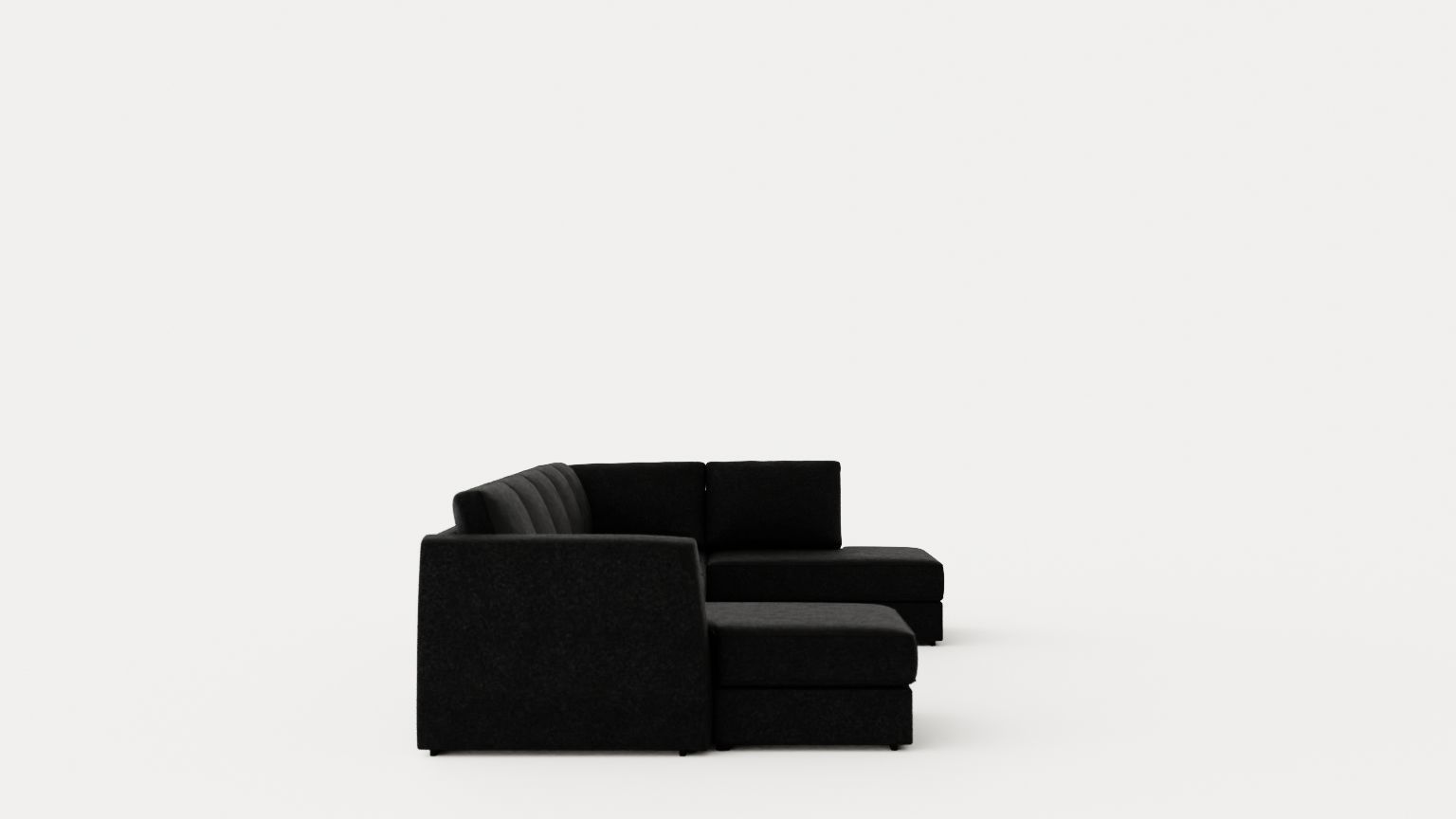 Optus U Sofa Large With Divan Left Black Low-poly 3D model_2