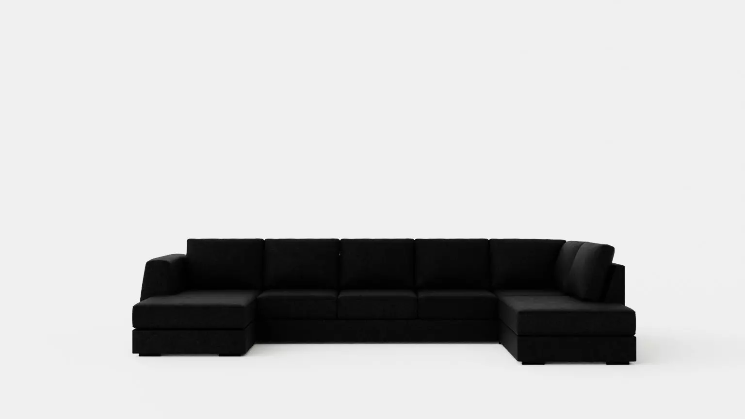 Optus U Sofa Large With Divan Left Black Low-poly 3D model_0