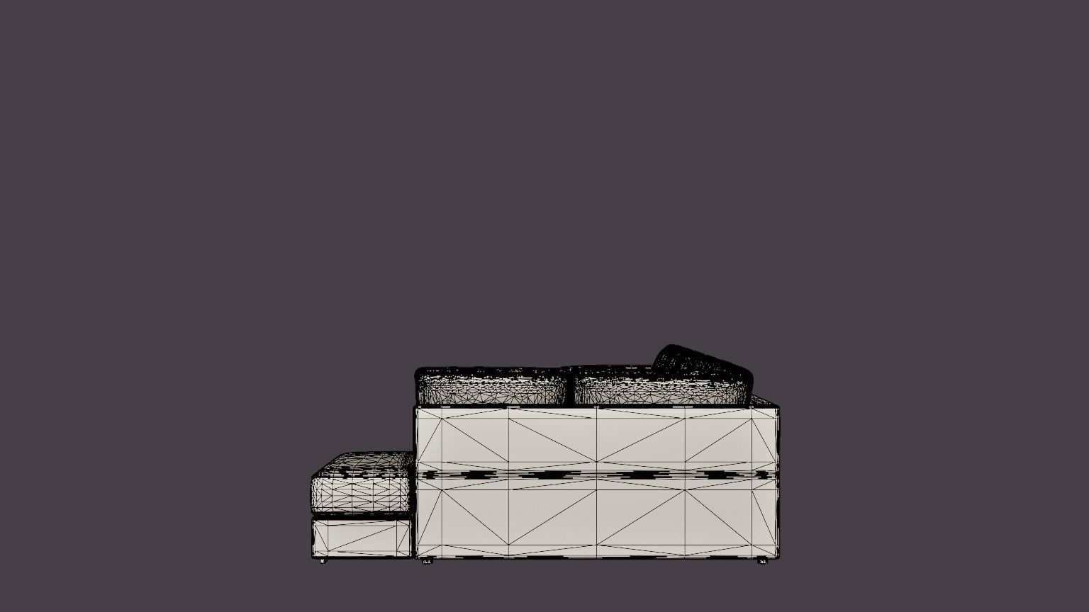 Optus U Sofa Large With Divan Left Black Low-poly 3D model_7