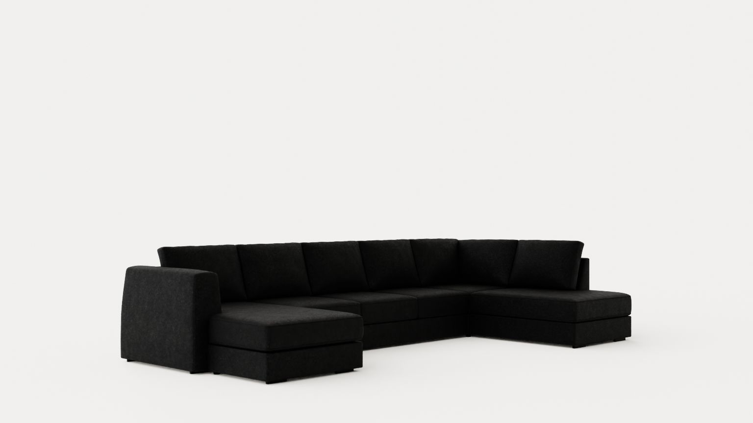 Optus U Sofa Large With Divan Left Black Low-poly 3D model_1