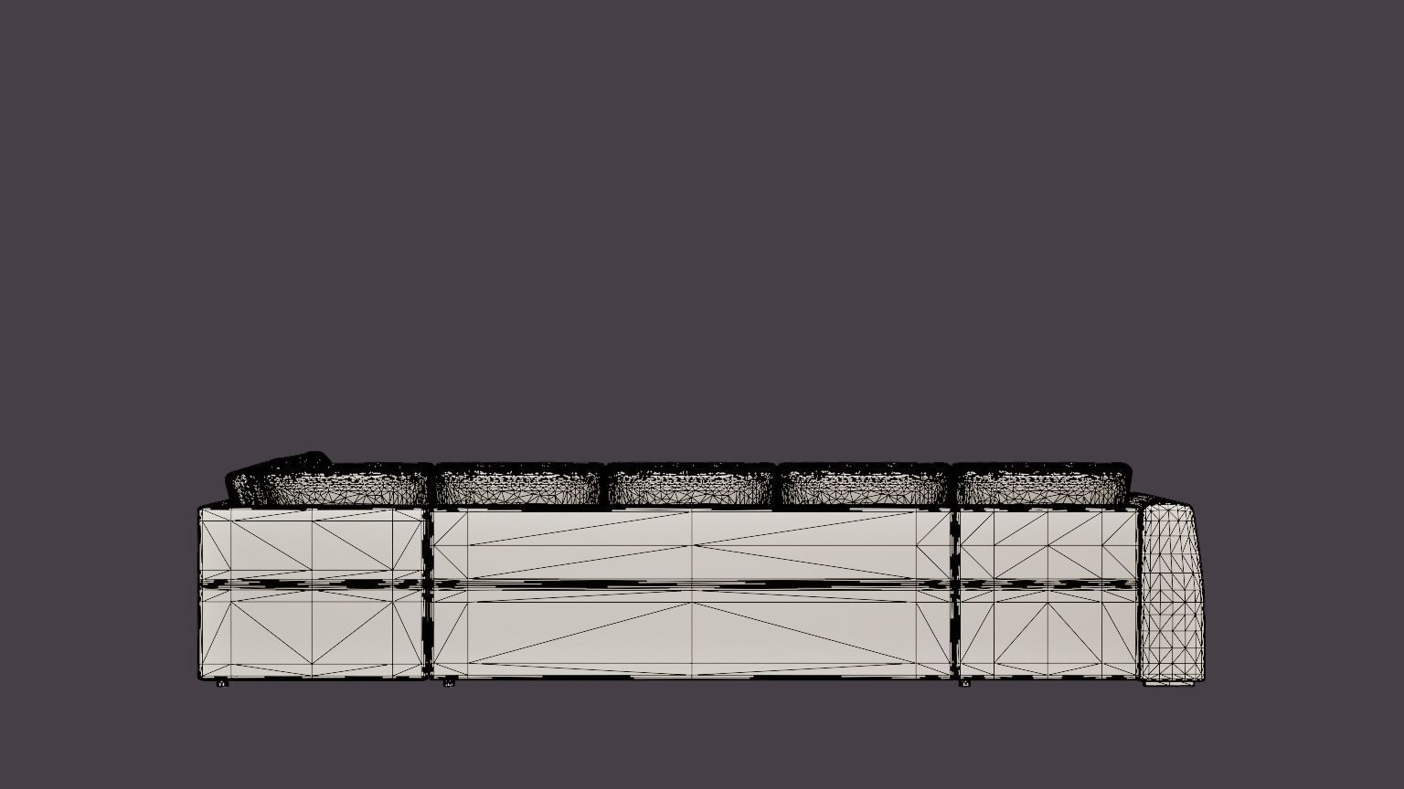 Optus U Sofa Large With Divan Left Black Low-poly 3D model_5