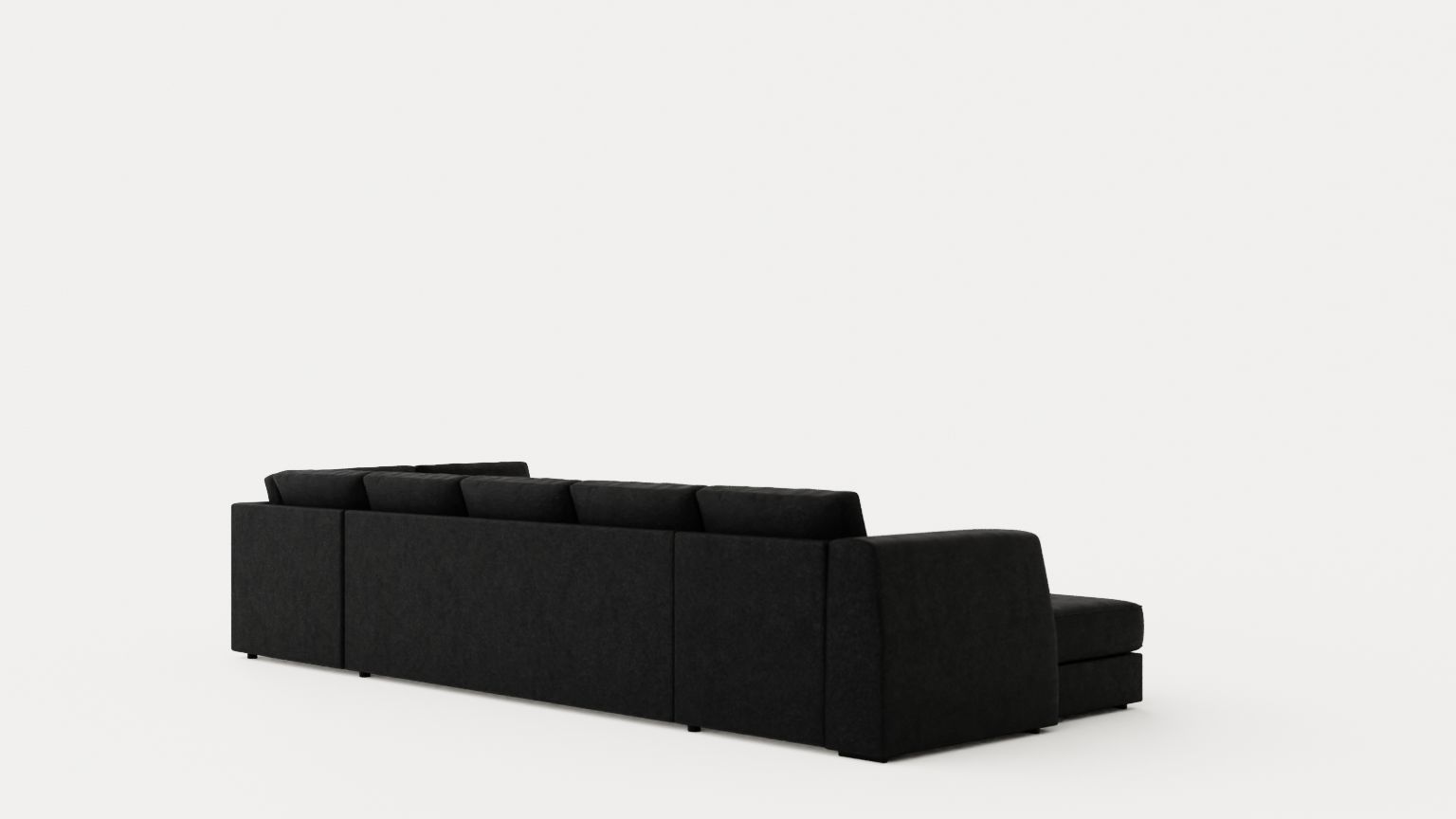 Optus U Sofa Large With Divan Left Black Low-poly 3D model_3