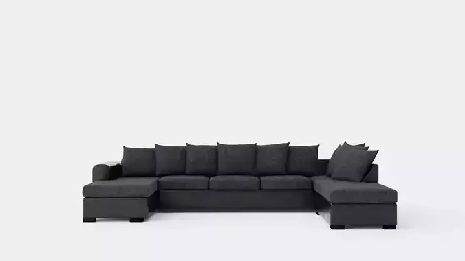 Ocean U Sofa Large With Divan Left Artificial Leather Gray