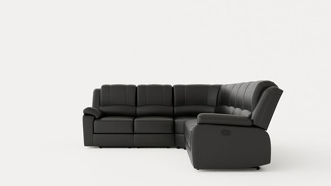 Norbo Recliner Corner Sofa Large Friend Art Limout Black Low-poly 3D model