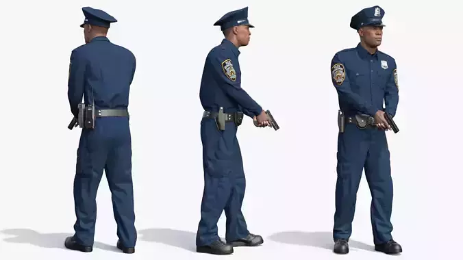 NYPD Cop Attention Pose Fur