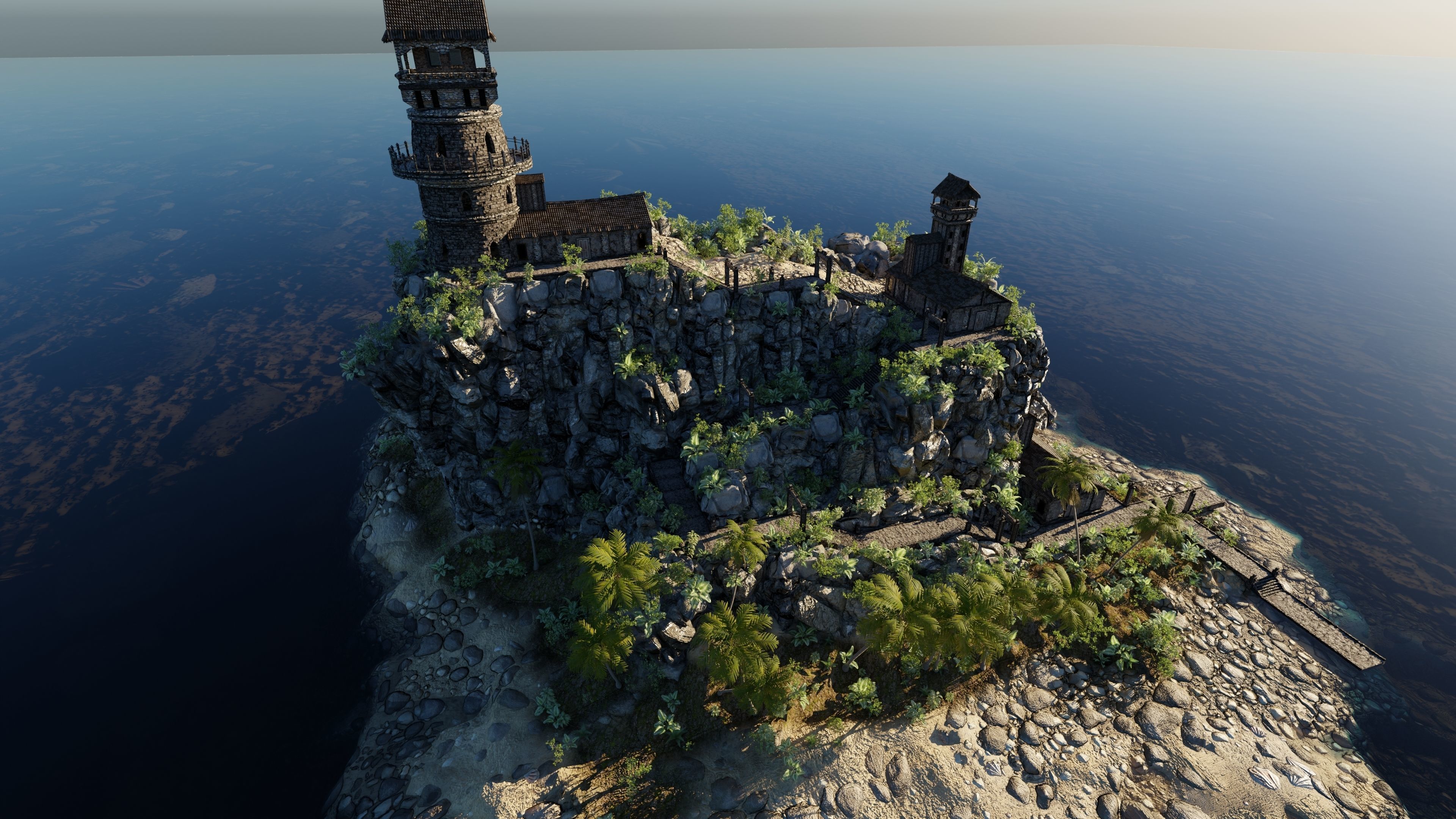 Island Watch Tower Scene 3D model_8