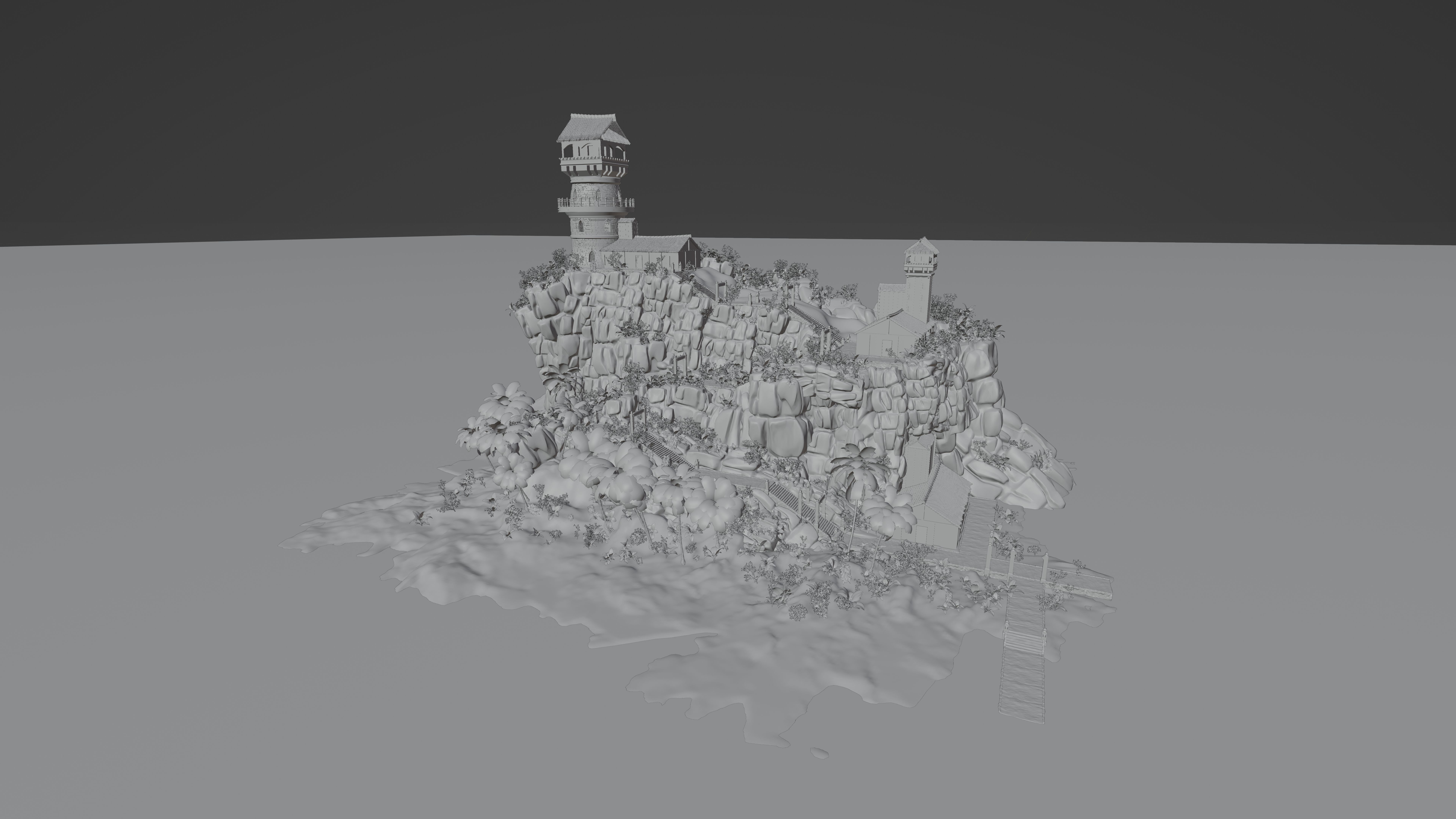 Island Watch Tower Scene 3D model_14