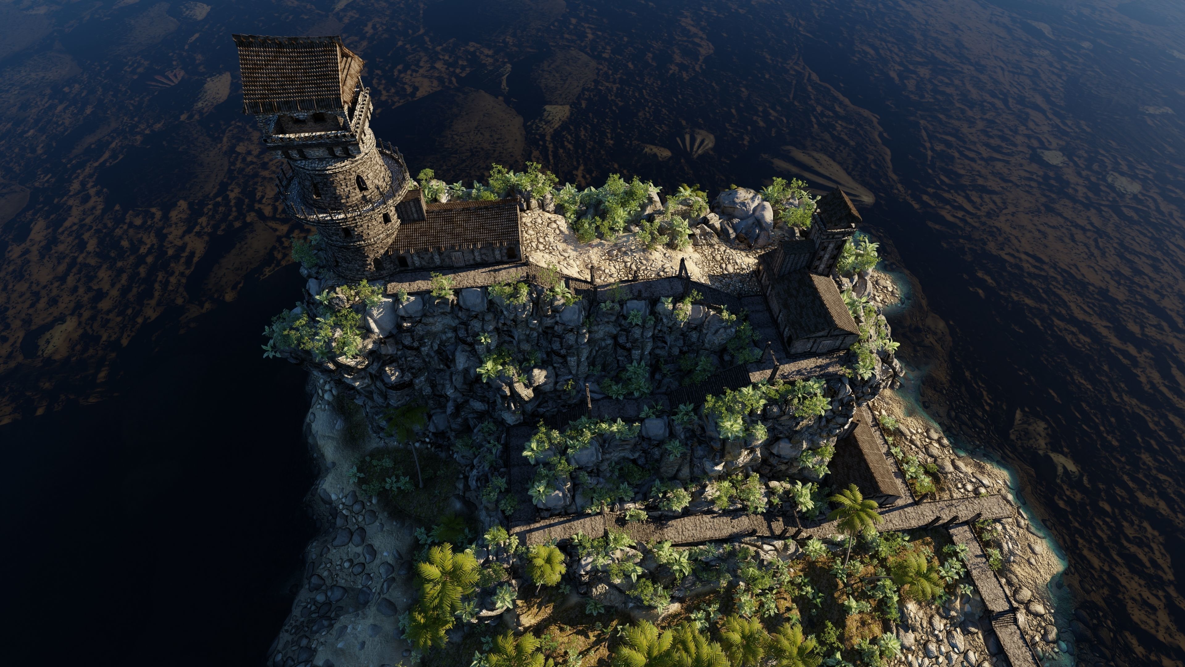 Island Watch Tower Scene 3D model_12