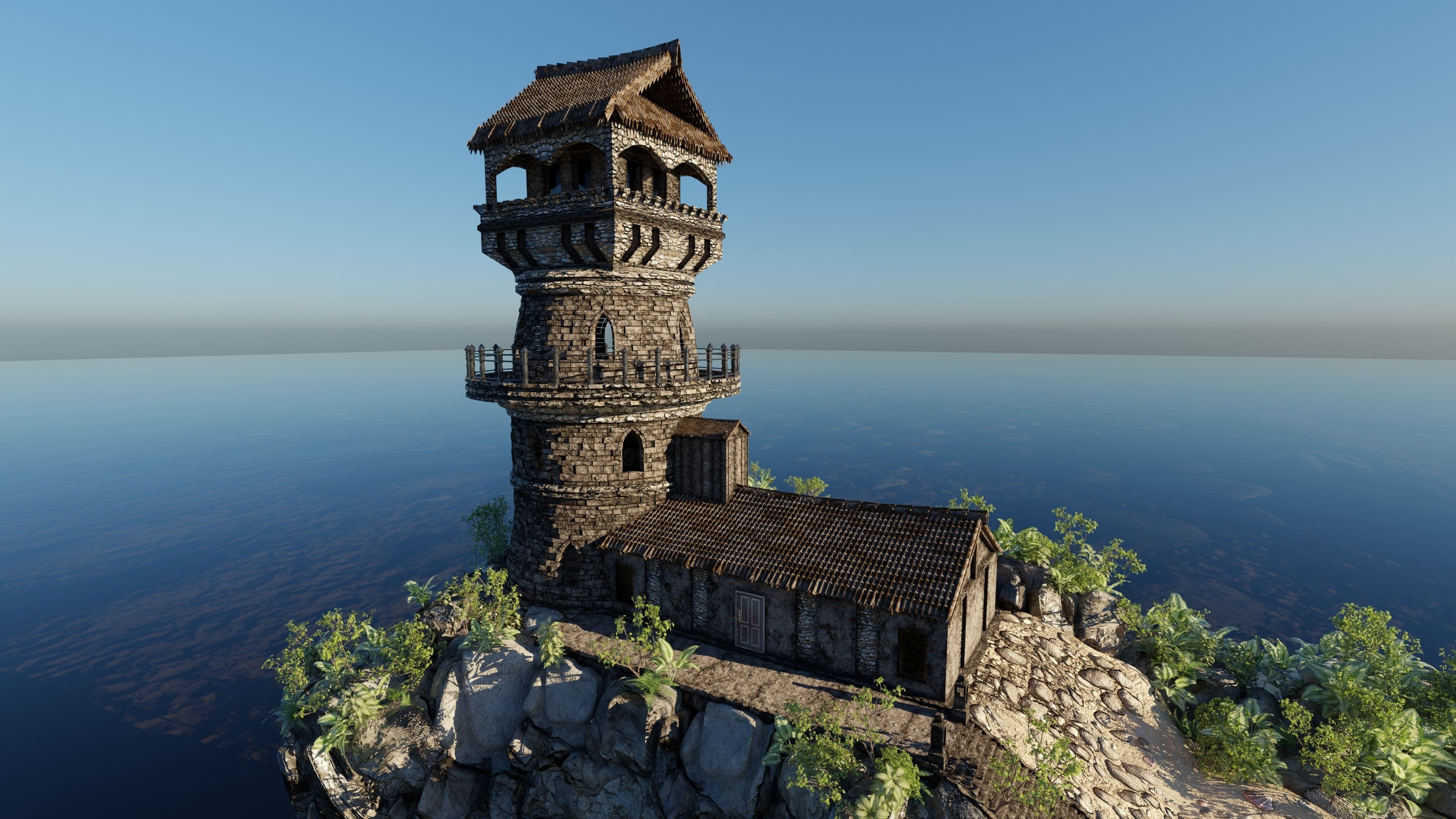 Island Watch Tower Scene 3D model_13