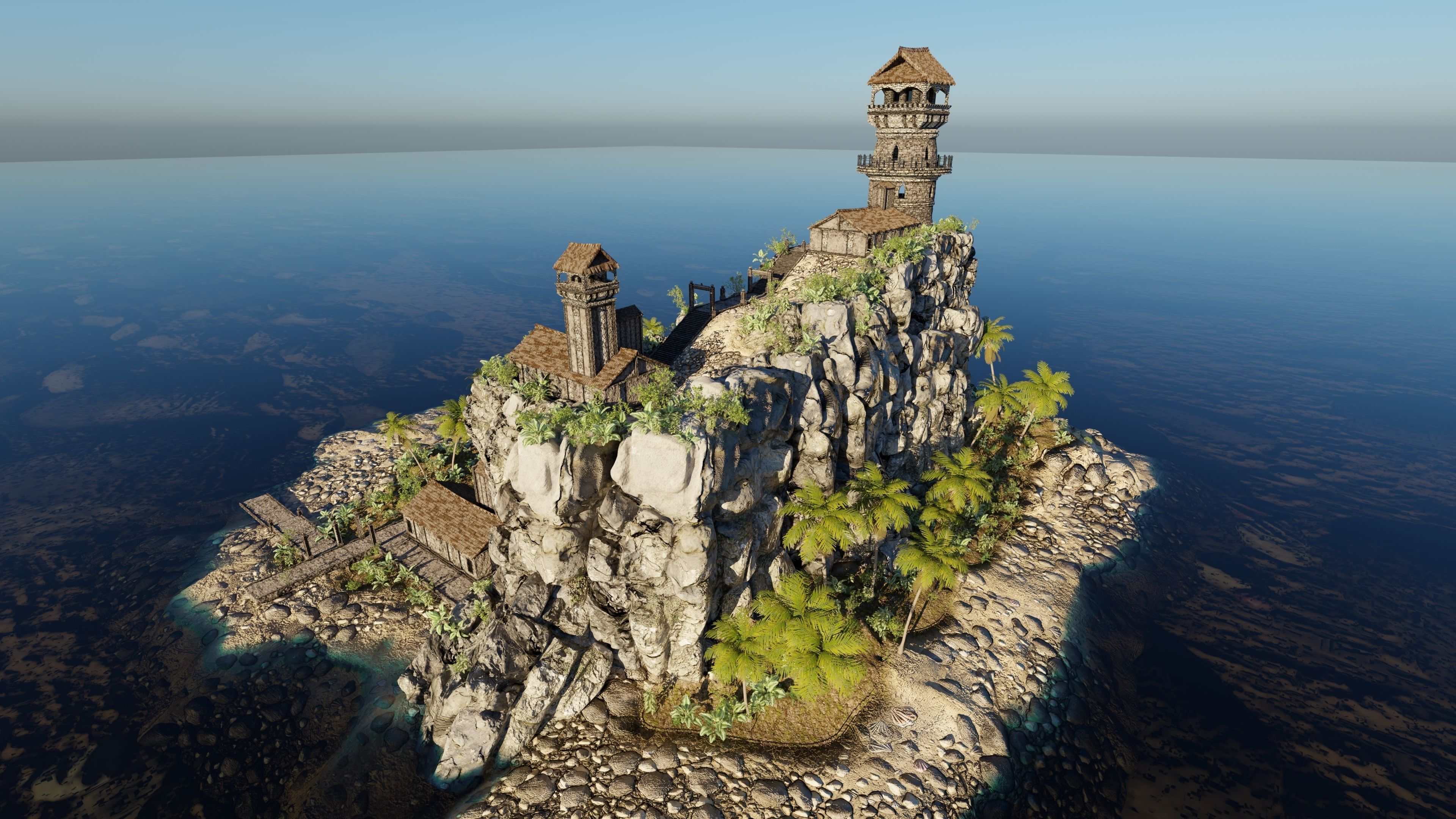 Island Watch Tower Scene 3D model_11
