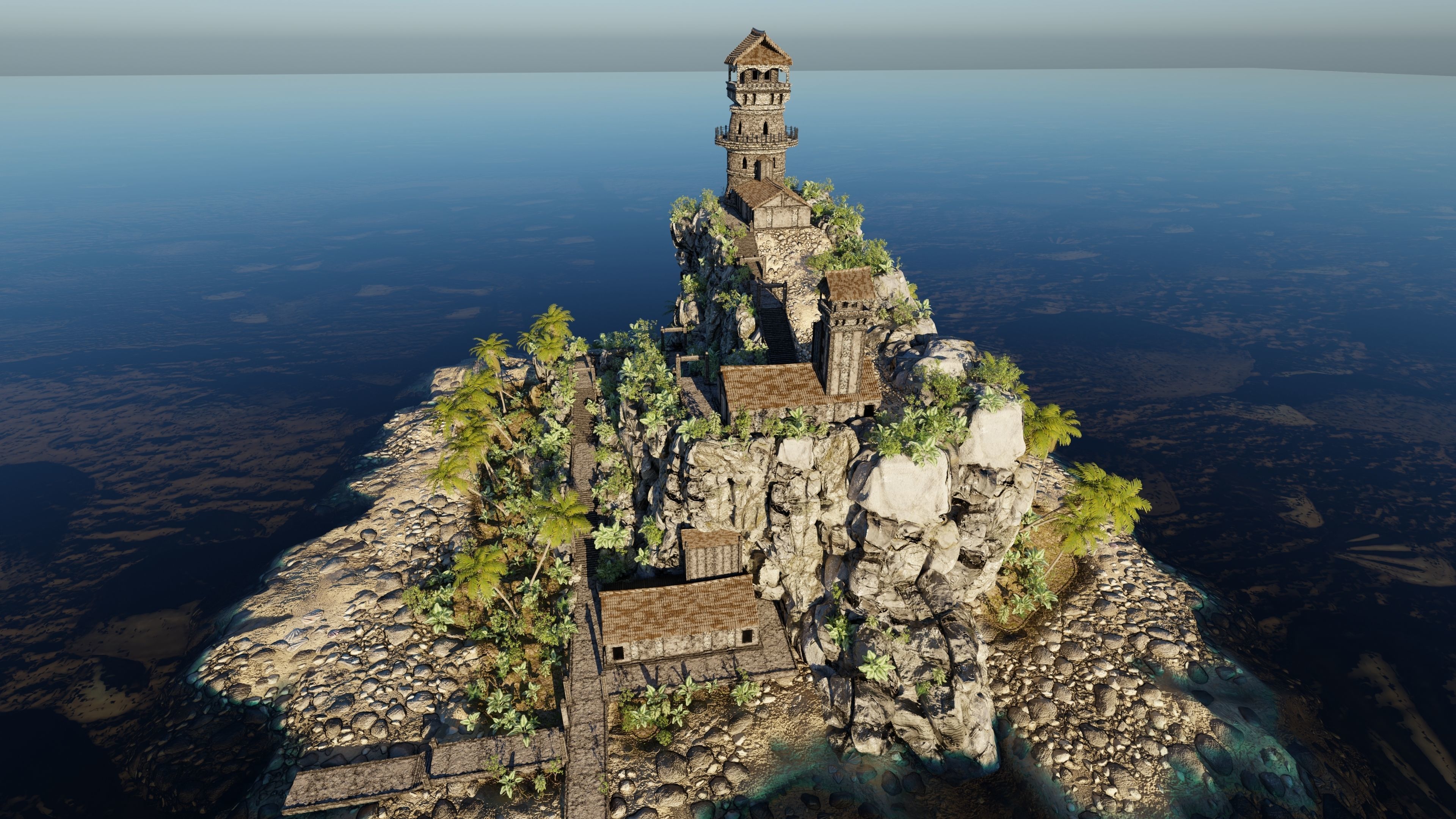 Island Watch Tower Scene 3D model_10