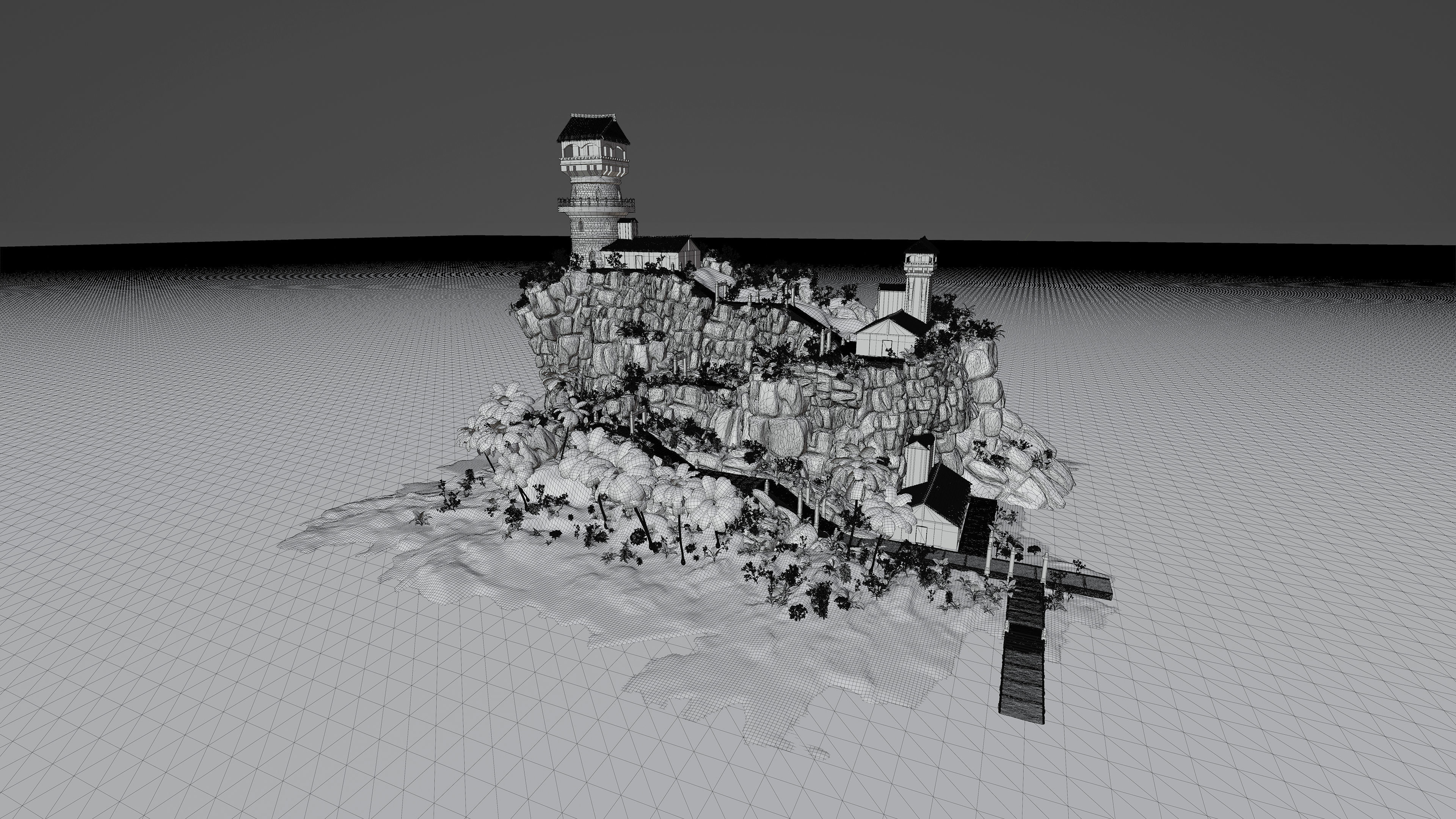 Island Watch Tower Scene 3D model_15