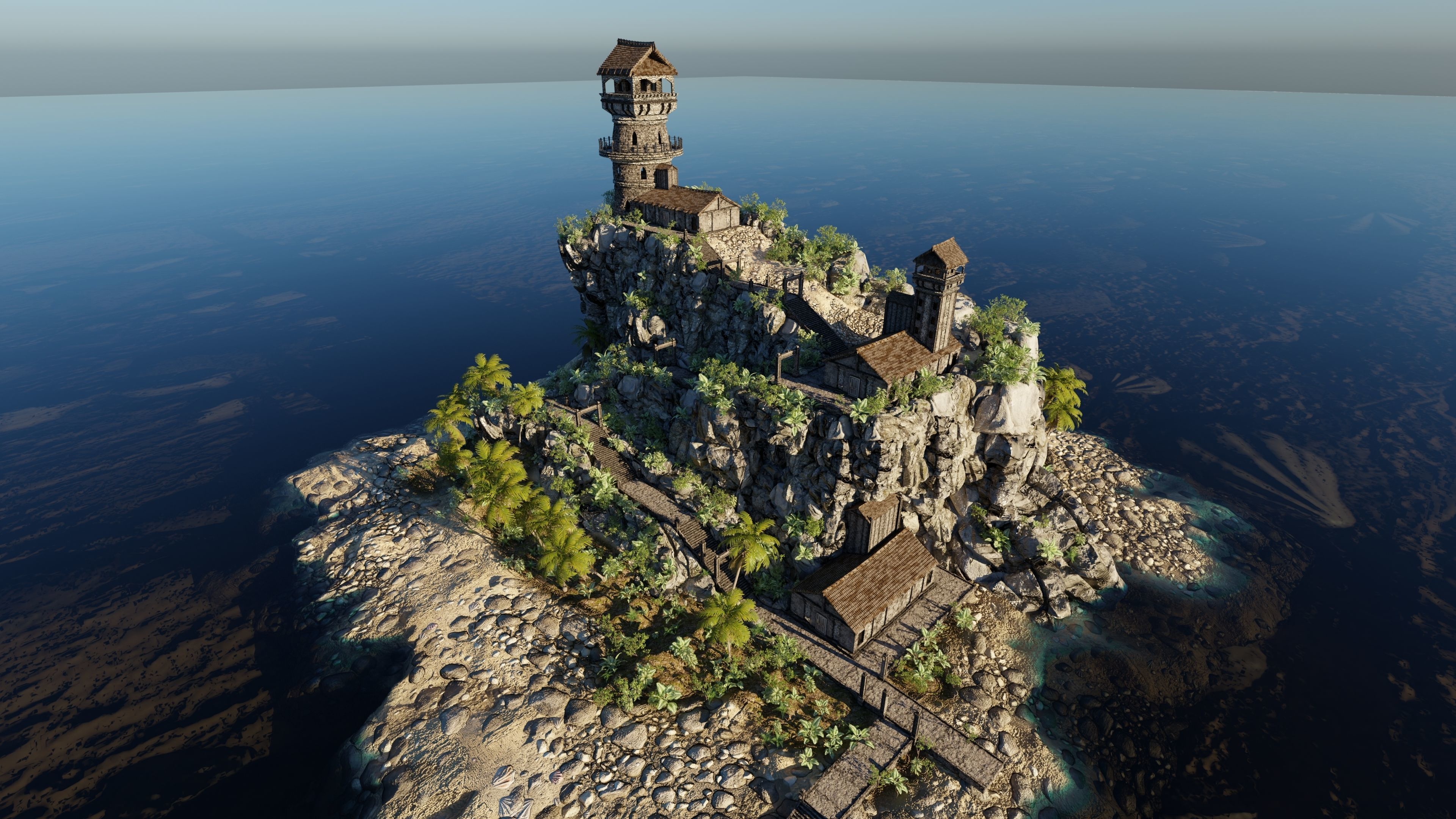 Island Watch Tower Scene 3D model_9