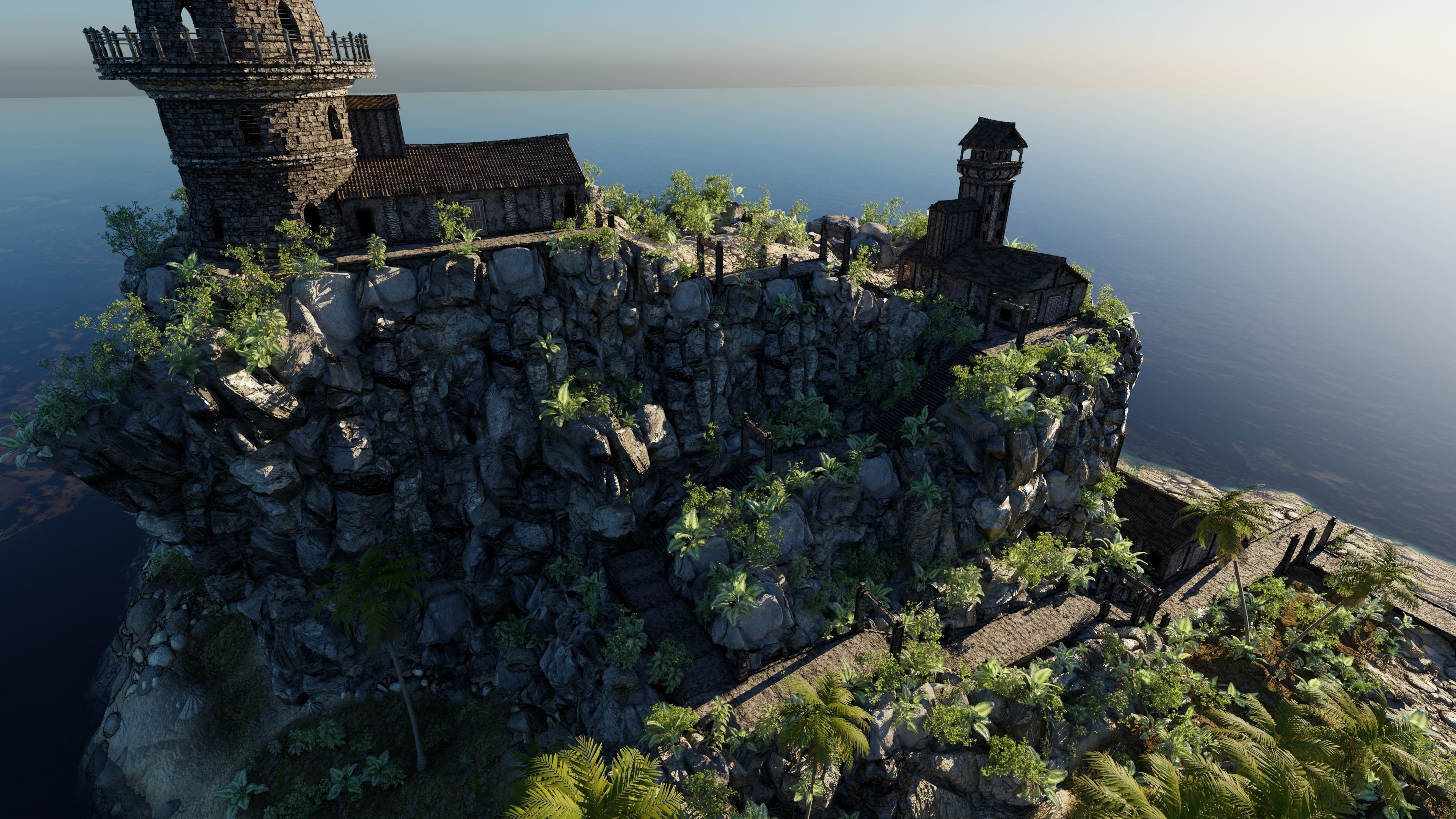 Island Watch Tower Scene 3D model_7