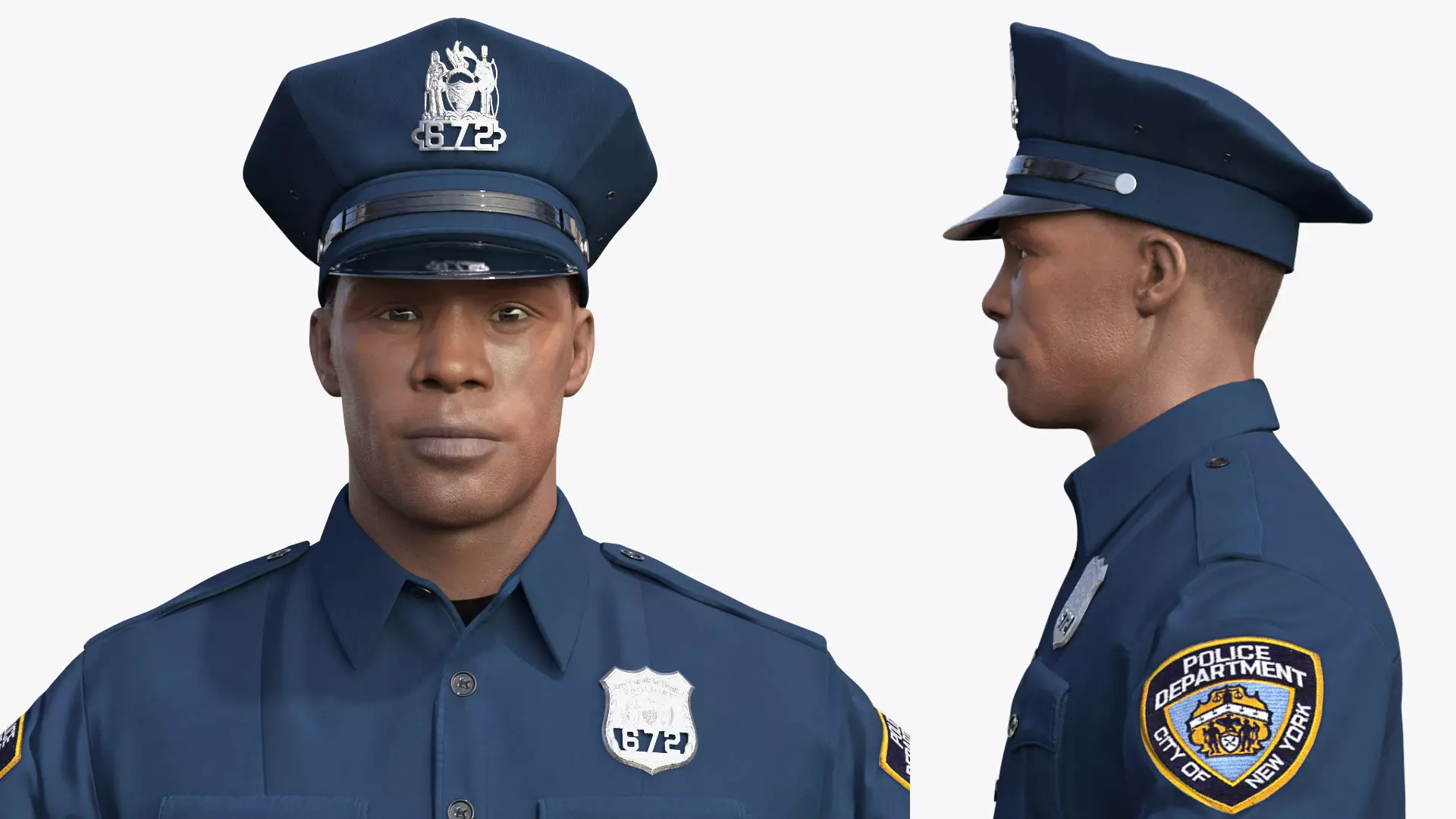 African American NYPD Cop Rigged Fur 3D model