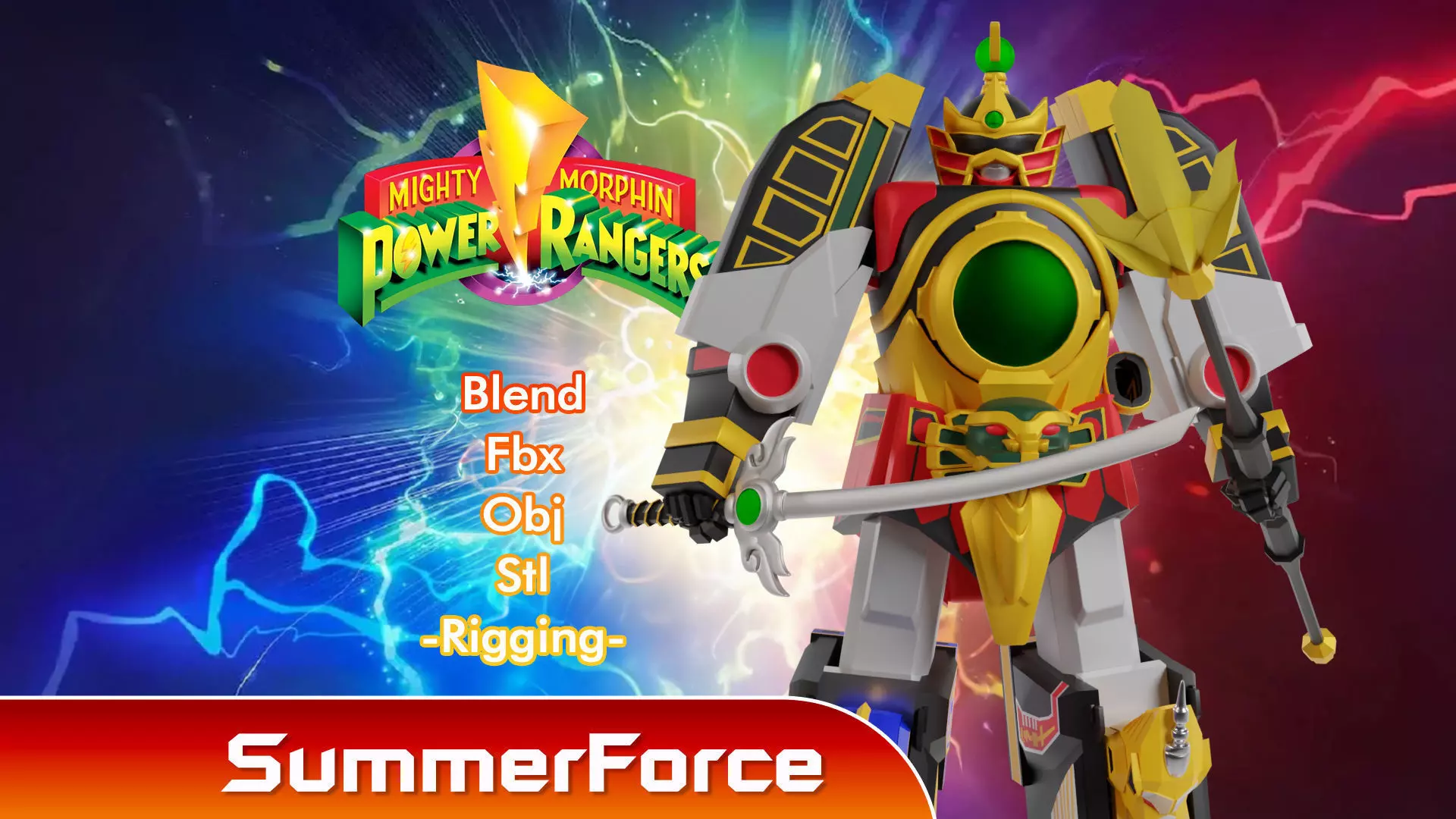 Thunder Megazord - Power Rangers Low-poly 3D model_0