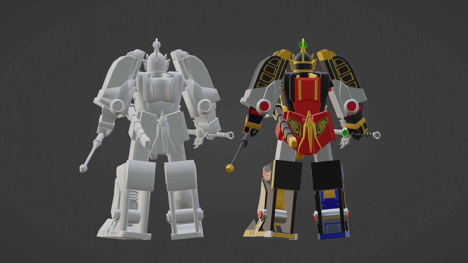 Thunder Megazord - Power Rangers Low-poly 3D model_19
