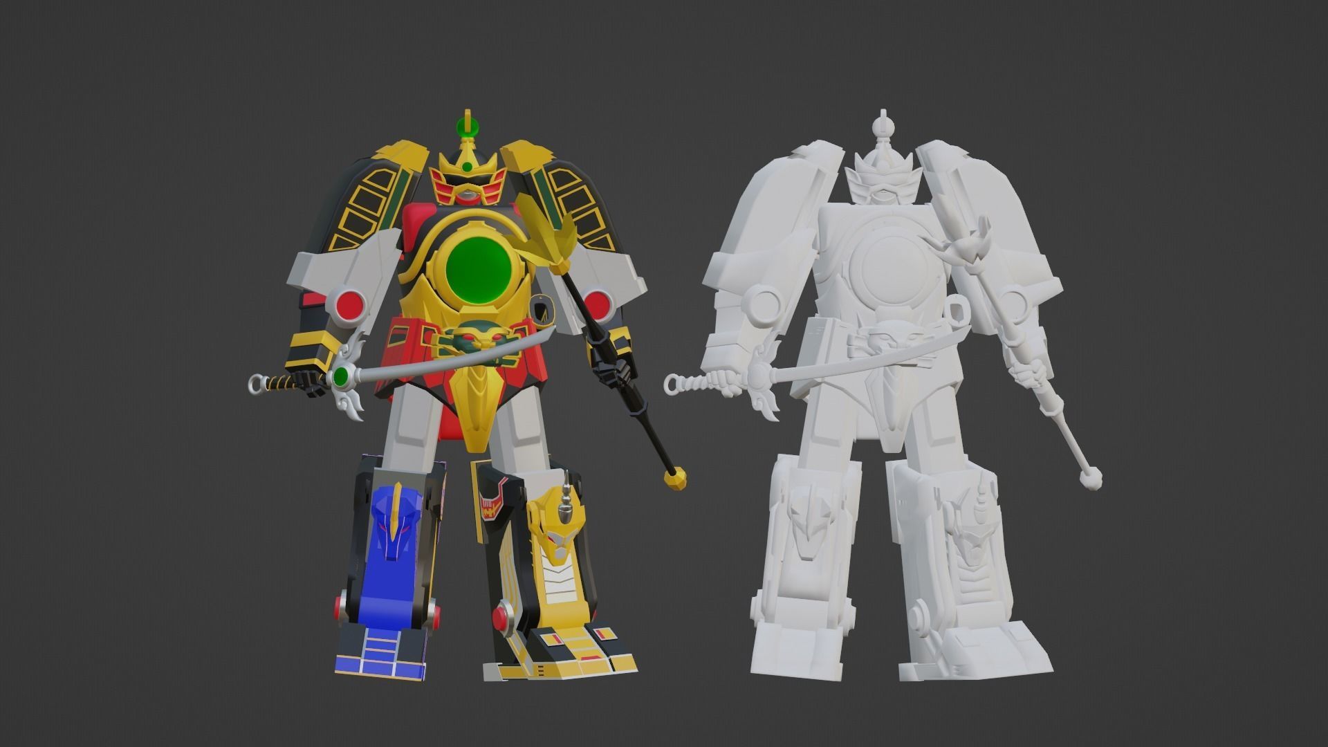 Thunder Megazord - Power Rangers Low-poly 3D model_18