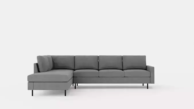 Peppe 3 Seater Sofa With Chaise Lounge Left Light Gray