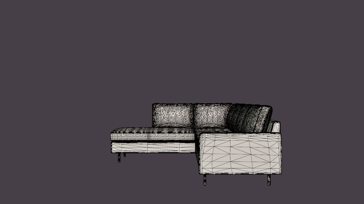 Peppe 3 Seater Sofa With Chaise Lounge Left Light Gray Low-poly 3D model_7