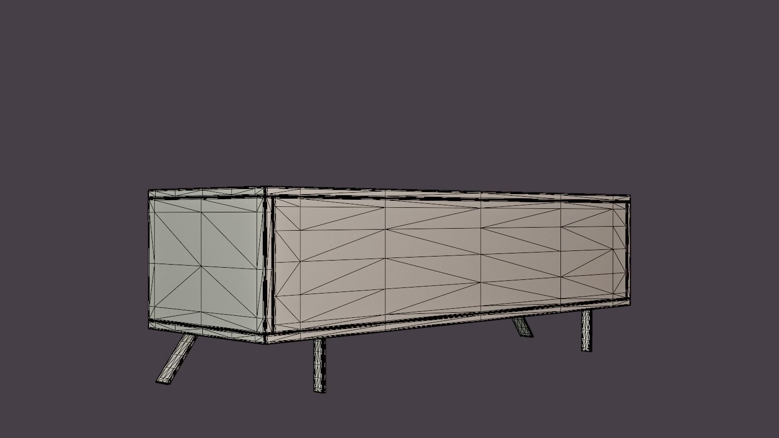 Palma TV Bench 156 Cm Walnut Low-poly 3D model_6