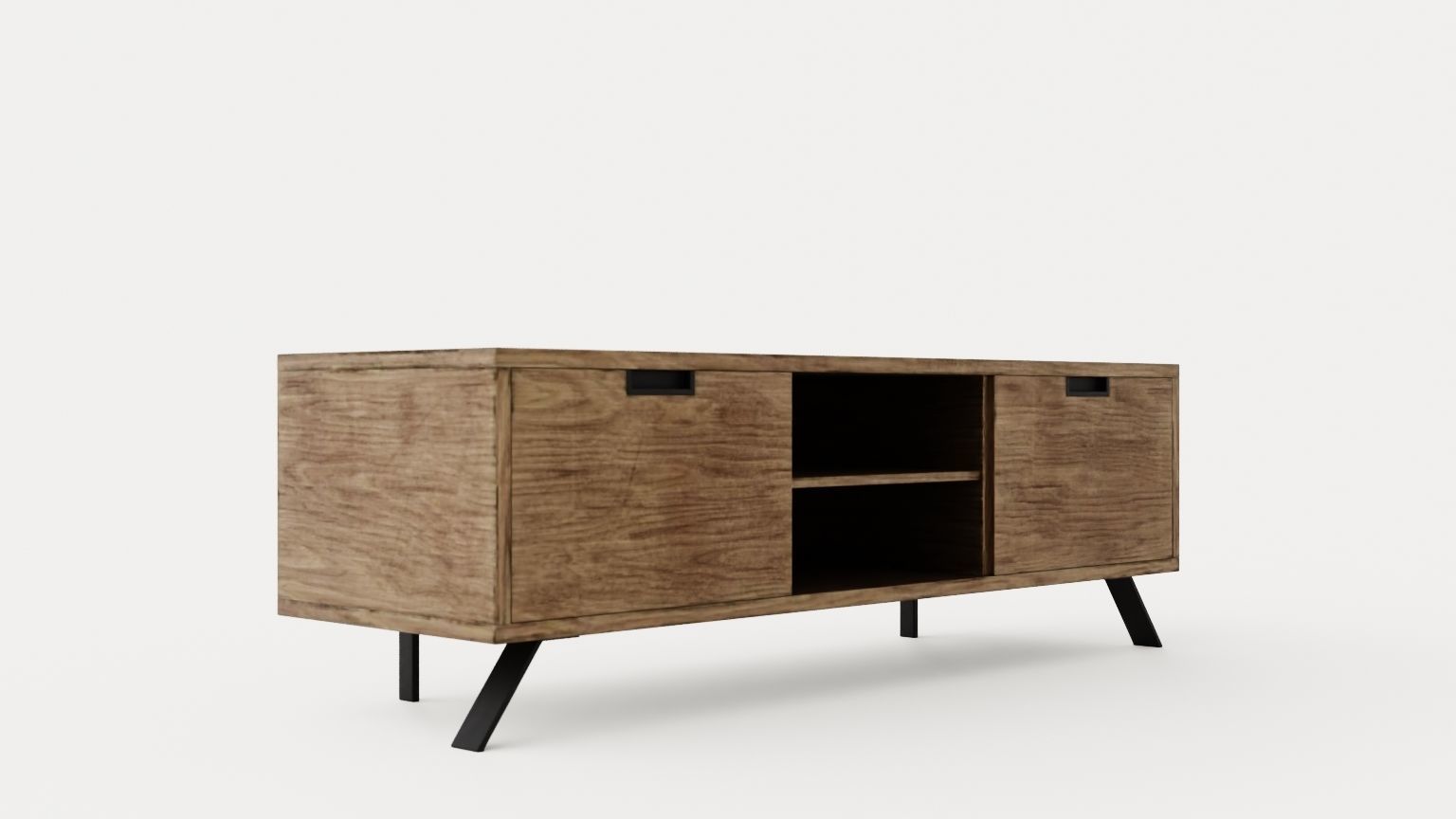 Palma TV Bench 156 Cm Walnut Low-poly 3D model_1