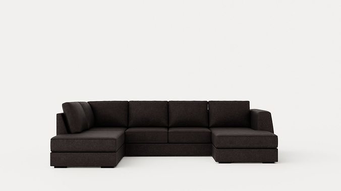 Optus U Sofa With Divan Right Dark Gray Low-poly 3D model