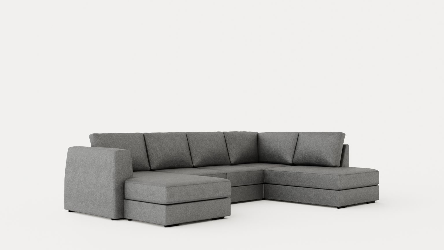 Optus U Sofa With Divan Left Light Gray Low-poly 3D model_1