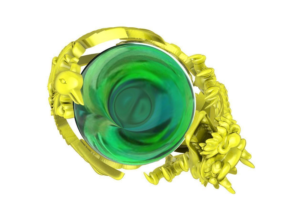 A5133 Luxury Dragon Keep Gem Stone Men Ring 3D print model_3