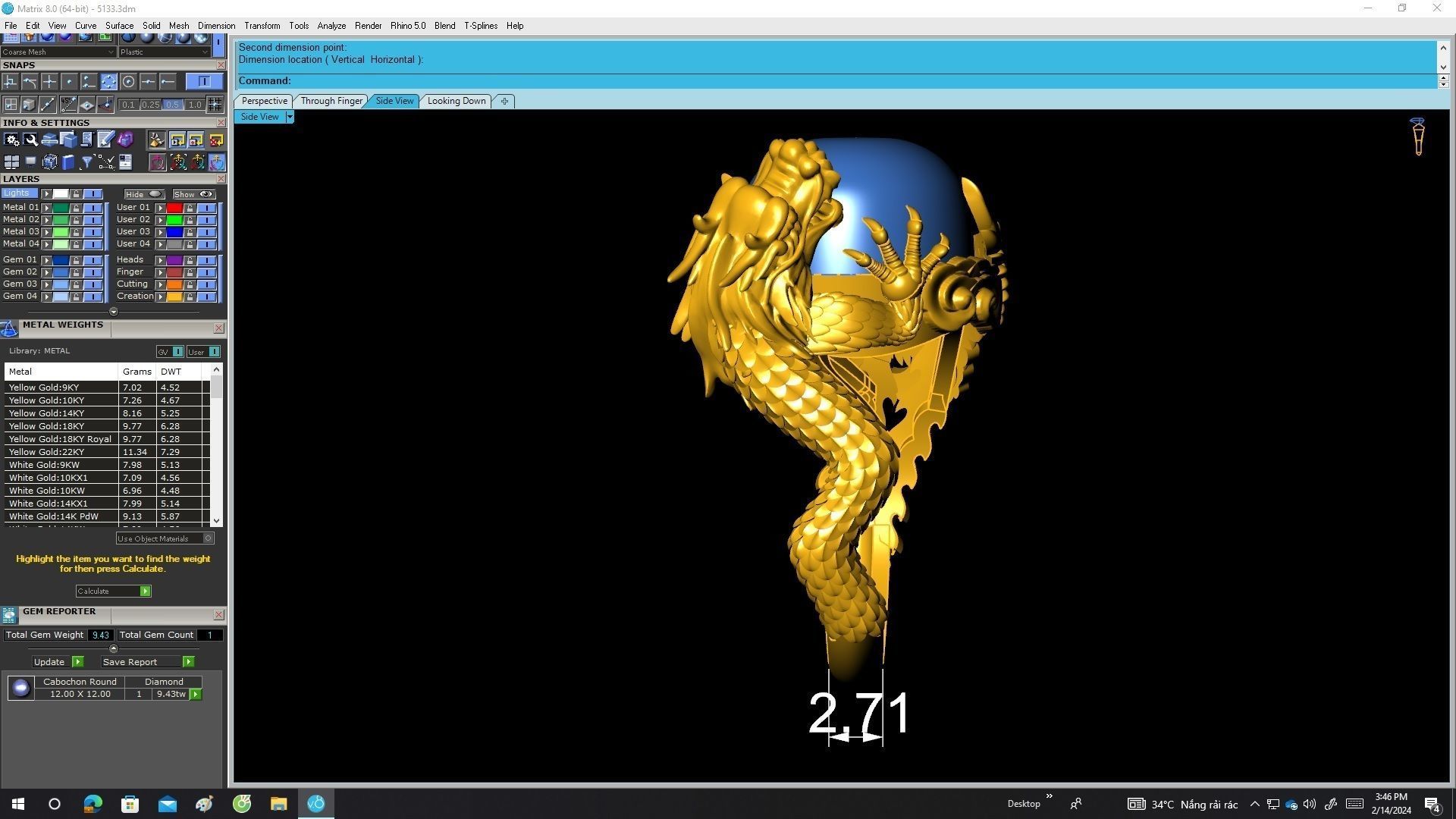 A5133 Luxury Dragon Keep Gem Stone Men Ring 3D print model_7