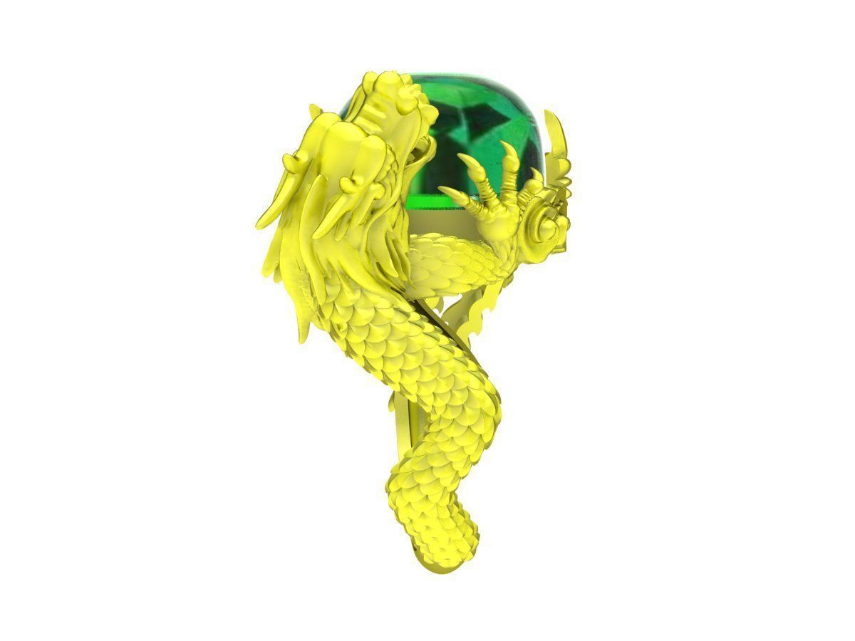 A5133 Luxury Dragon Keep Gem Stone Men Ring 3D print model_1
