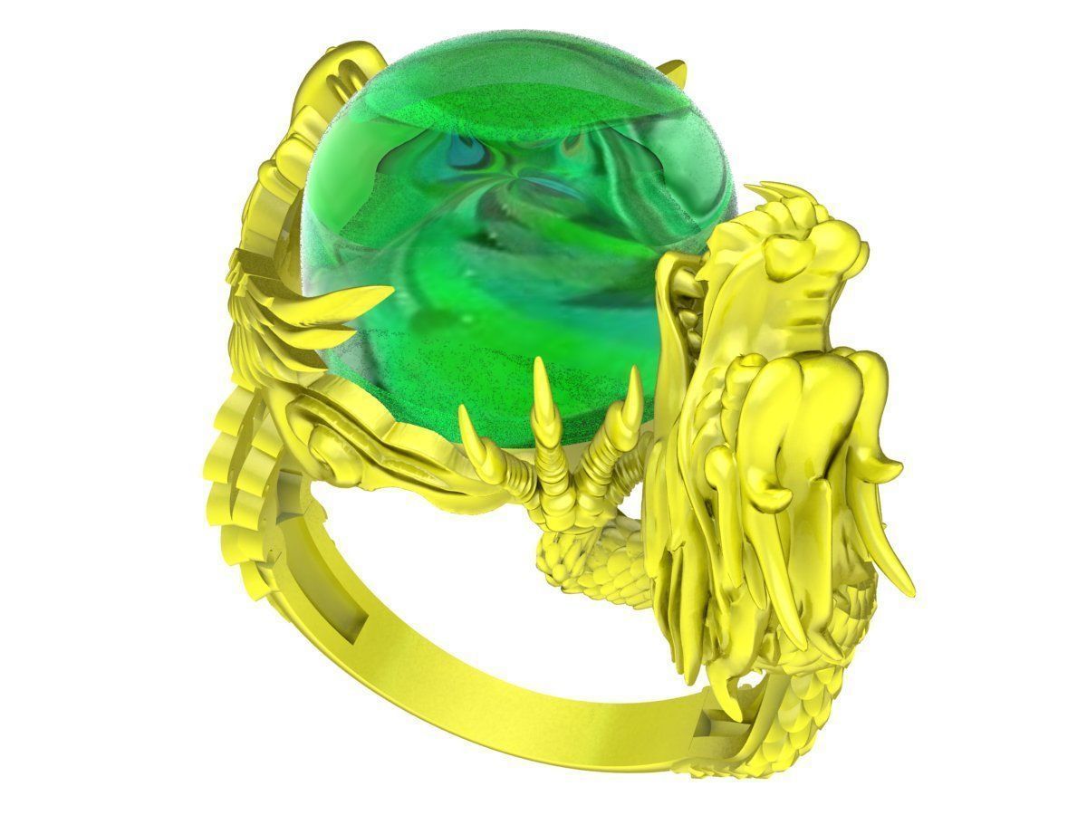 A5133 Luxury Dragon Keep Gem Stone Men Ring 3D print model_2