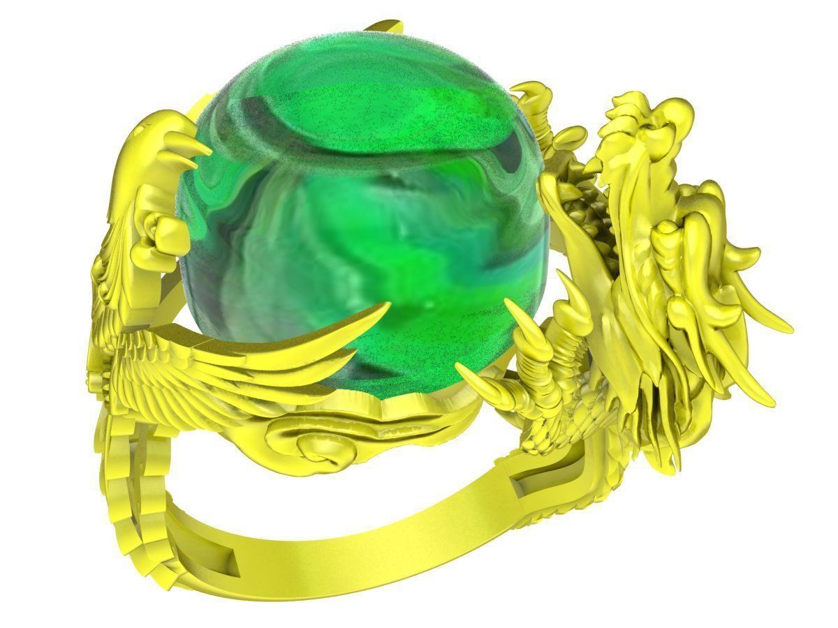 A5133 Luxury Dragon Keep Gem Stone Men Ring 3D print model_4